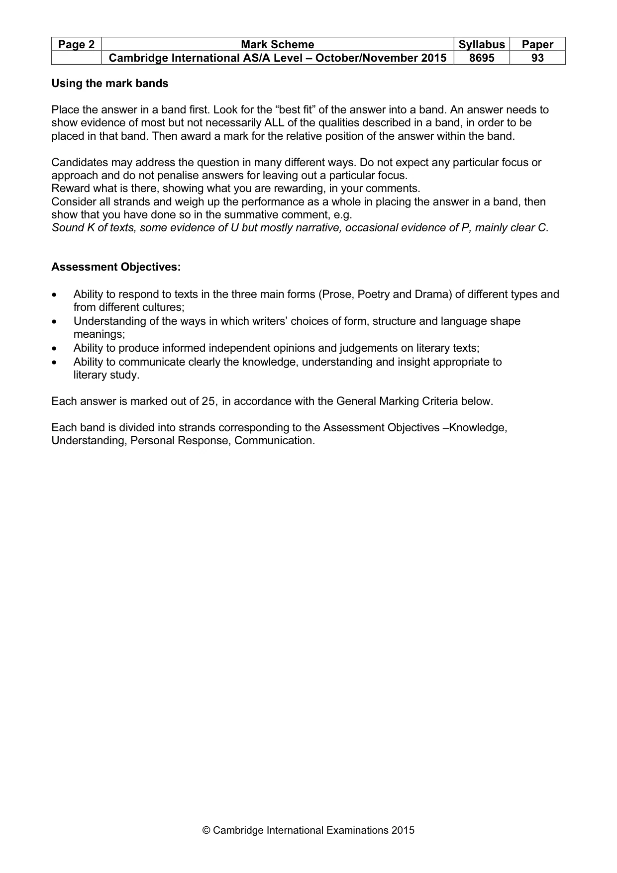 Mark scheme, page 2 of 5
