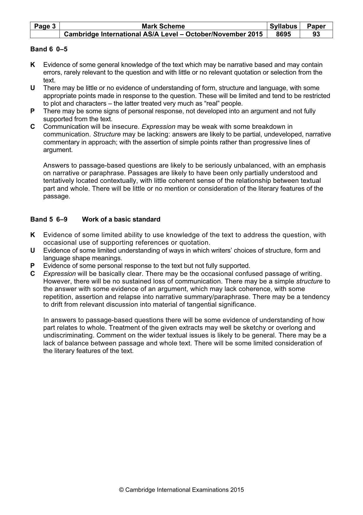 Mark scheme, page 3 of 5