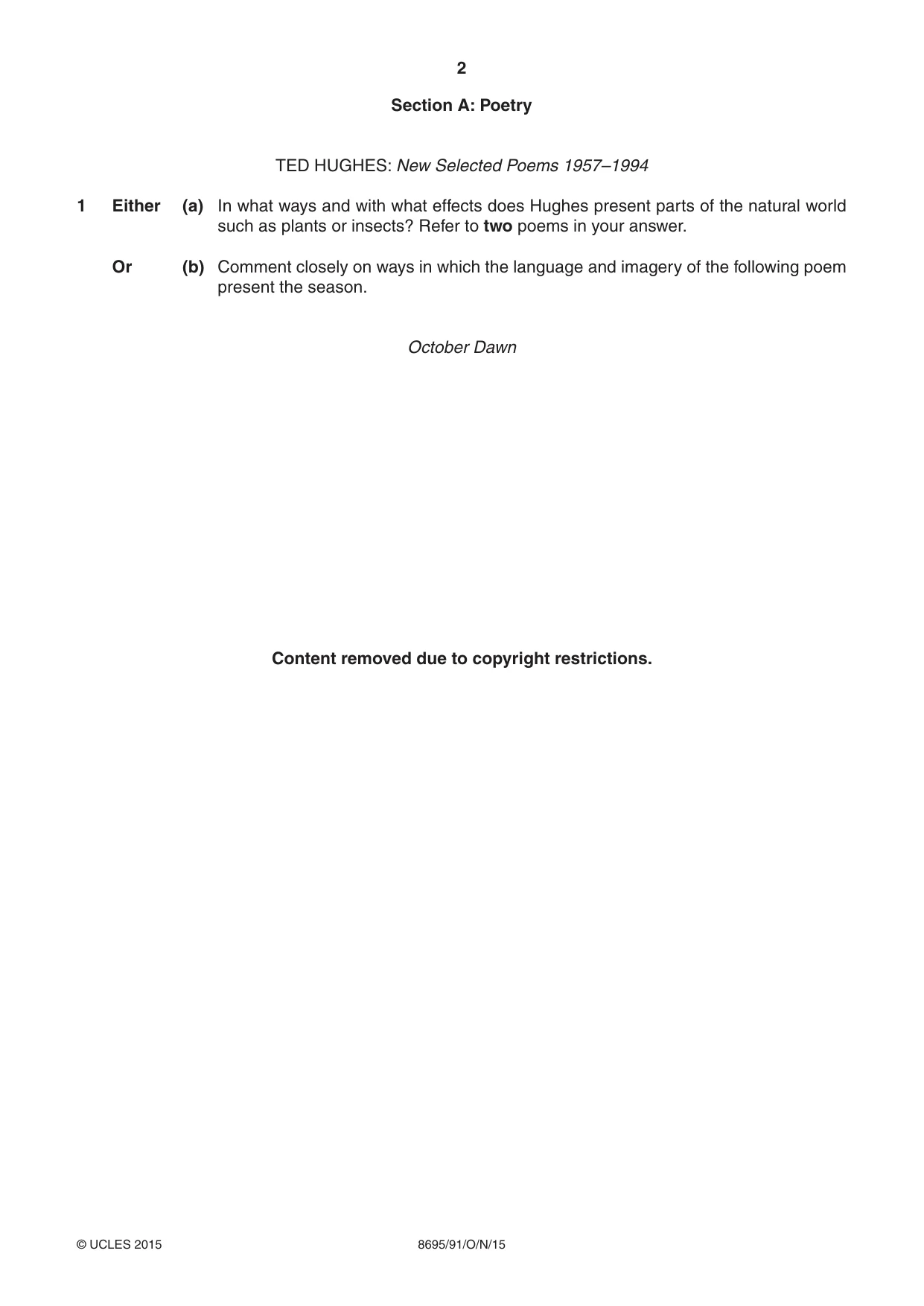 Cambridge A Level English - Language and Literature (AS Level only, from 2016) 8695 2015 Oct/Nov Paper 9 · Variant 1 question paper, page 2 of 20