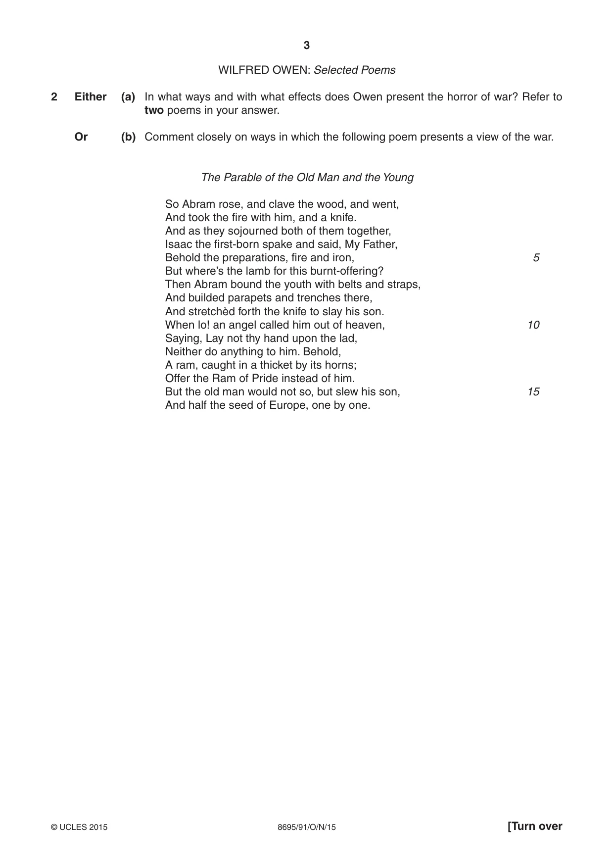 Cambridge A Level English - Language and Literature (AS Level only, from 2016) 8695 2015 Oct/Nov Paper 9 · Variant 1 question paper, page 3 of 20
