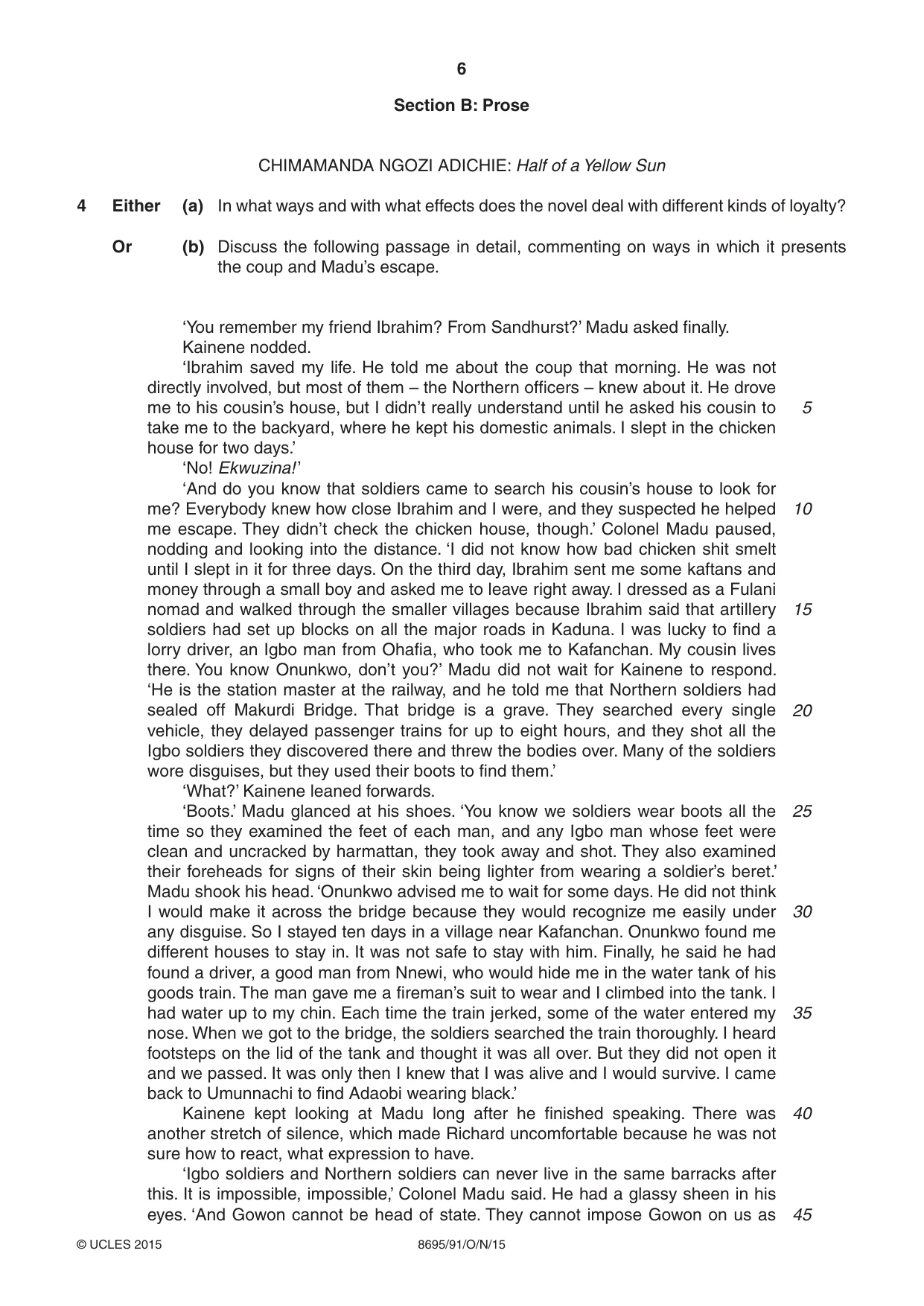 Cambridge A Level English - Language and Literature (AS Level only, from 2016) 8695 2015 Oct/Nov Paper 9 · Variant 1 question paper, page 6 of 20