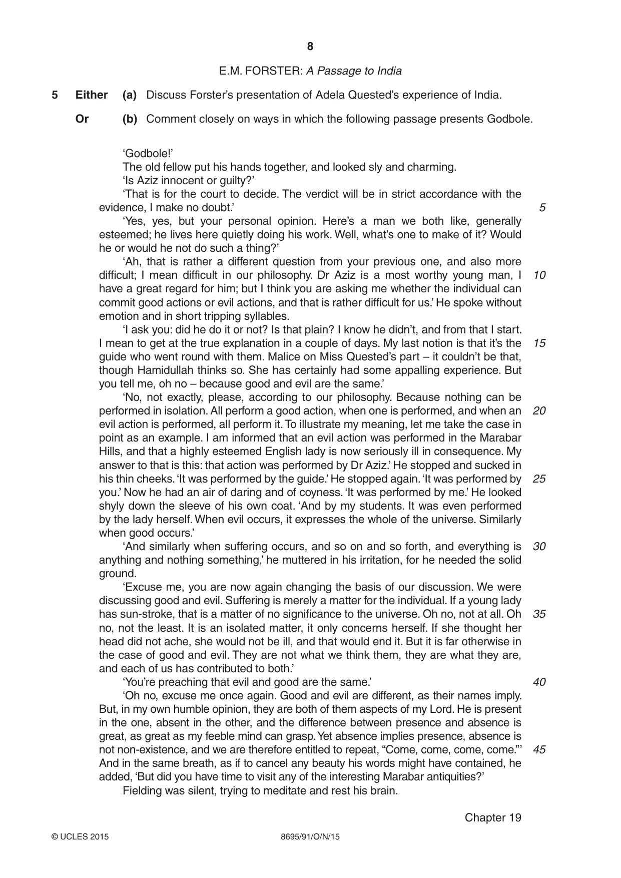 Cambridge A Level English - Language and Literature (AS Level only, from 2016) 8695 2015 Oct/Nov Paper 9 · Variant 1 question paper, page 8 of 20