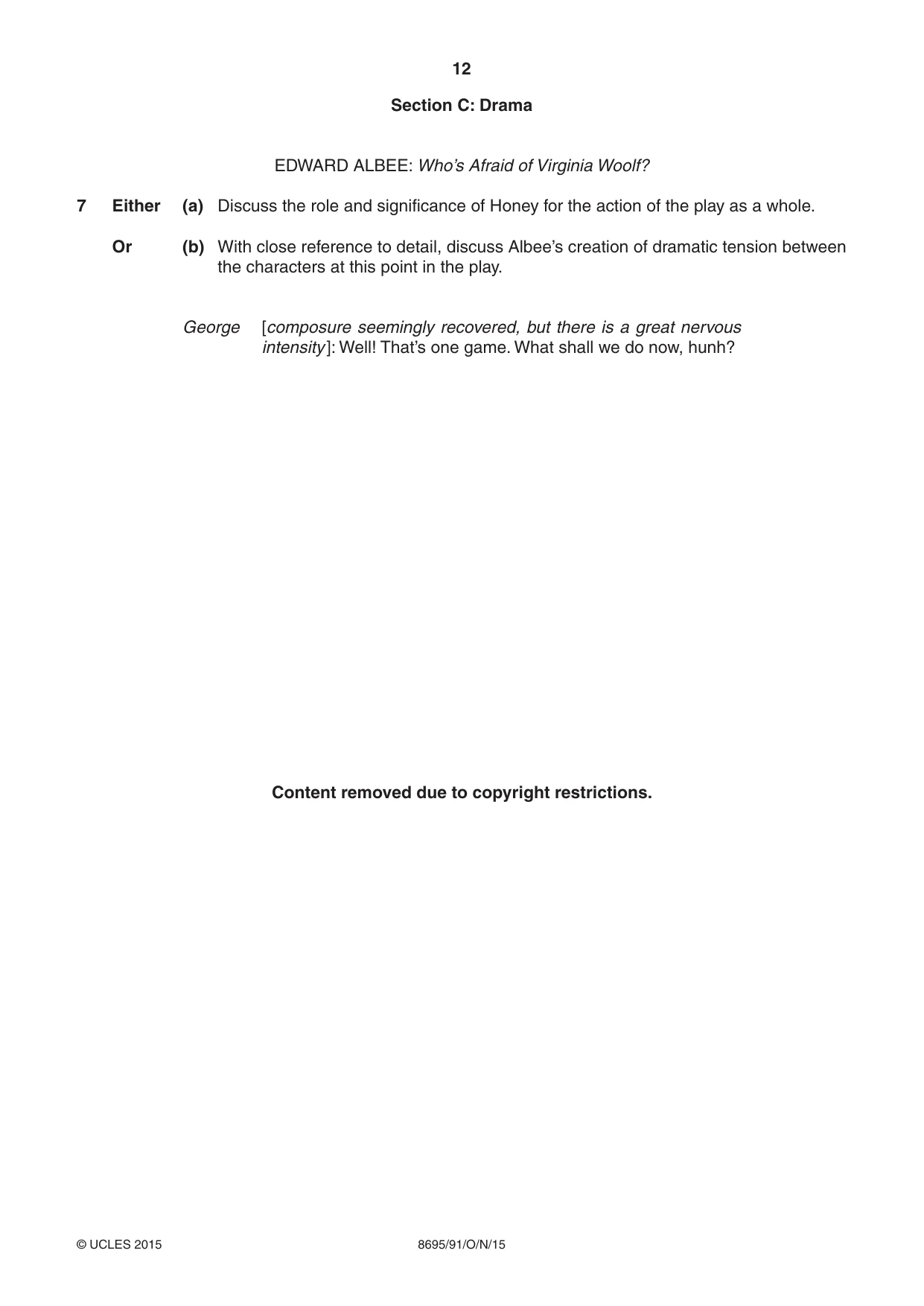 Cambridge A Level English - Language and Literature (AS Level only, from 2016) 8695 2015 Oct/Nov Paper 9 · Variant 1 question paper, page 12 of 20