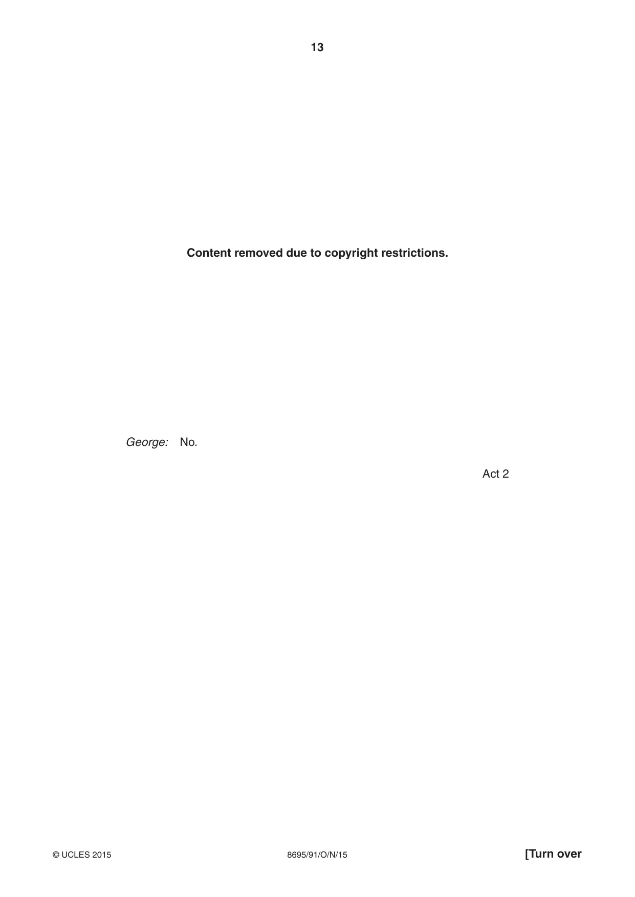 Cambridge A Level English - Language and Literature (AS Level only, from 2016) 8695 2015 Oct/Nov Paper 9 · Variant 1 question paper, page 13 of 20