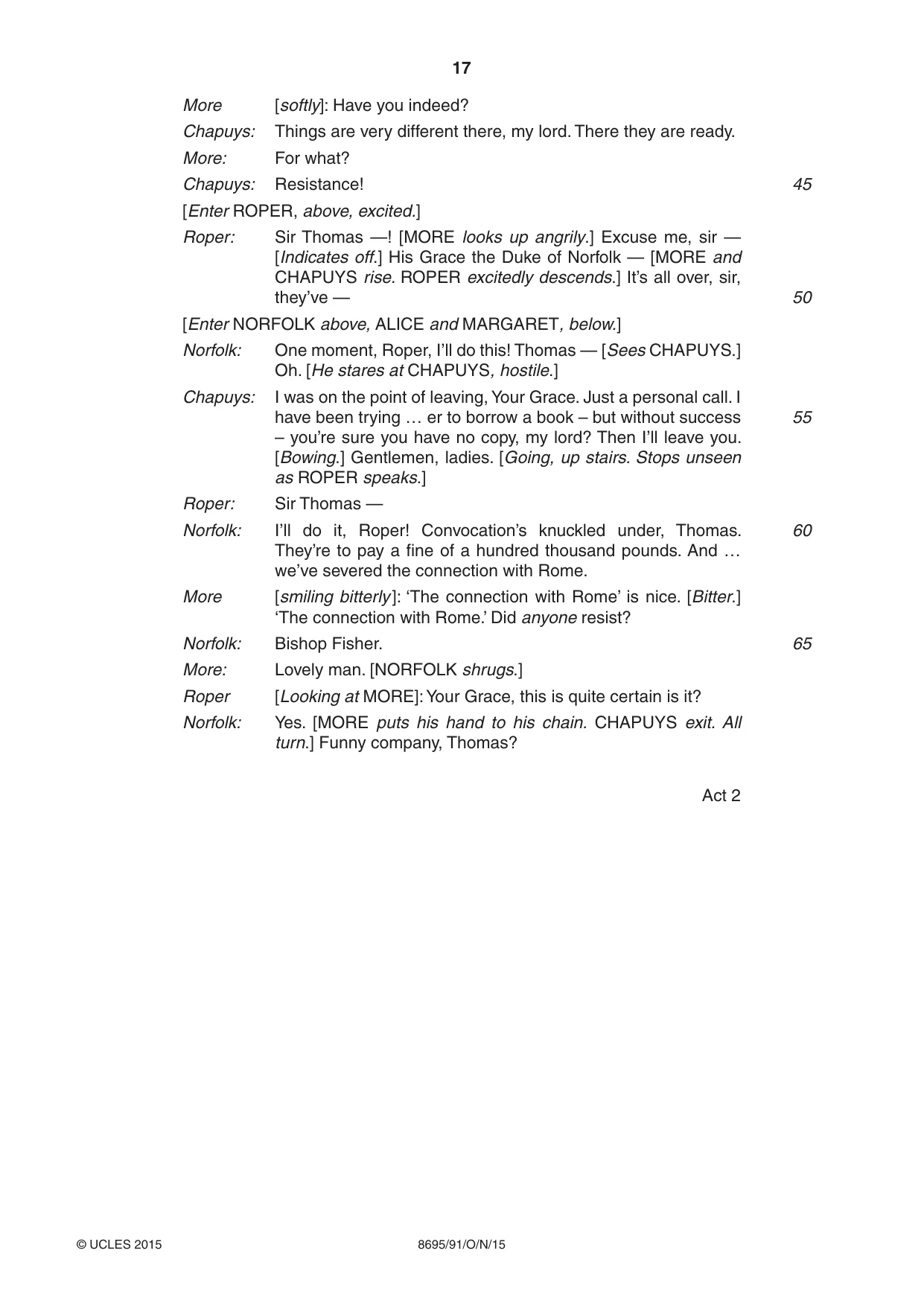 Cambridge A Level English - Language and Literature (AS Level only, from 2016) 8695 2015 Oct/Nov Paper 9 · Variant 1 question paper, page 17 of 20