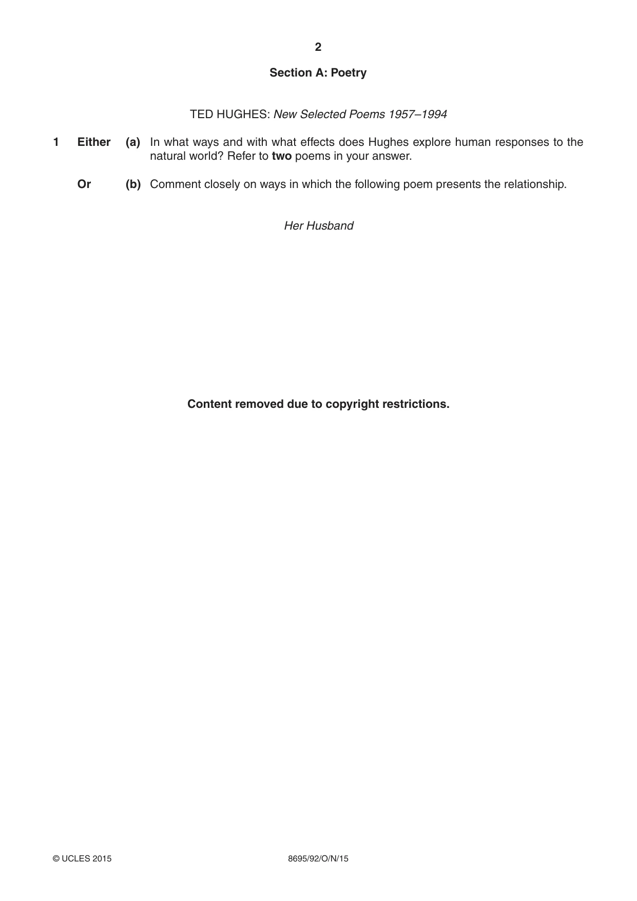 Cambridge A Level English - Language and Literature (AS Level only, from 2016) 8695 2015 Oct/Nov Paper 9 · Variant 2 question paper, page 2 of 16
