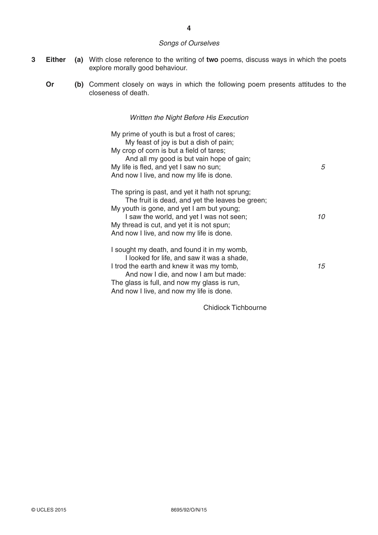 Cambridge A Level English - Language and Literature (AS Level only, from 2016) 8695 2015 Oct/Nov Paper 9 · Variant 2 question paper, page 4 of 16