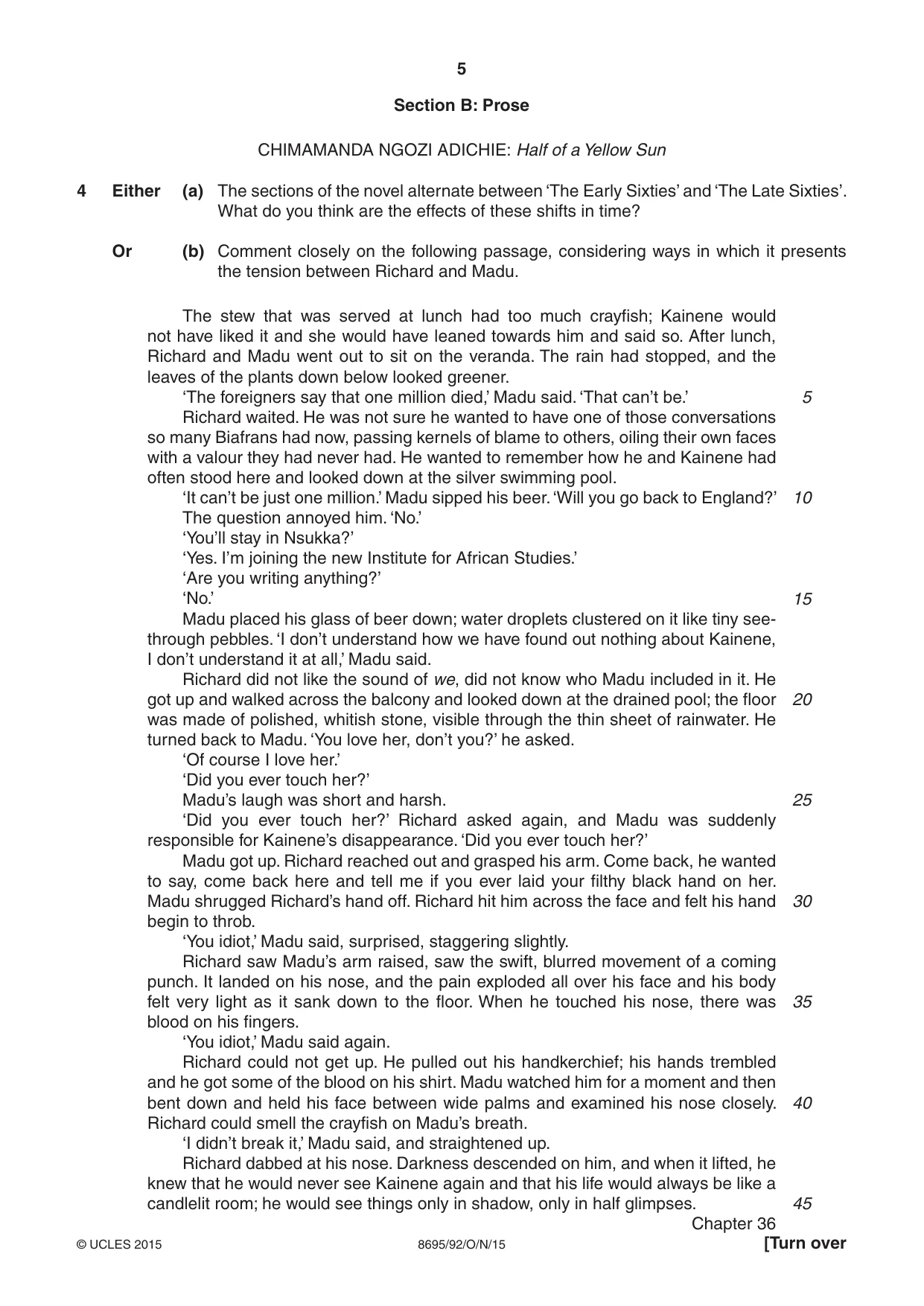 Cambridge A Level English - Language and Literature (AS Level only, from 2016) 8695 2015 Oct/Nov Paper 9 · Variant 2 question paper, page 5 of 16
