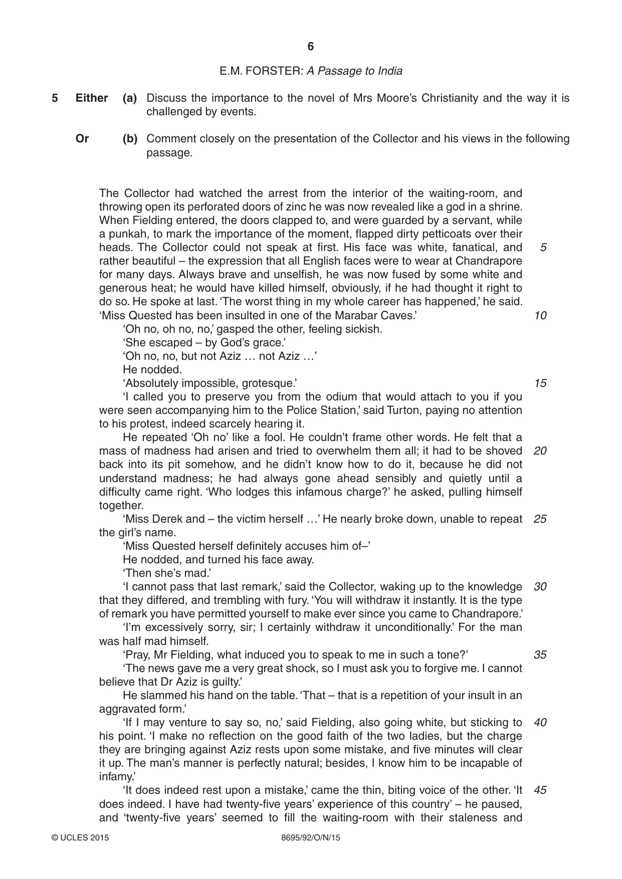 Cambridge A Level English - Language and Literature (AS Level only, from 2016) 8695 2015 Oct/Nov Paper 9 · Variant 2 question paper, page 6 of 16