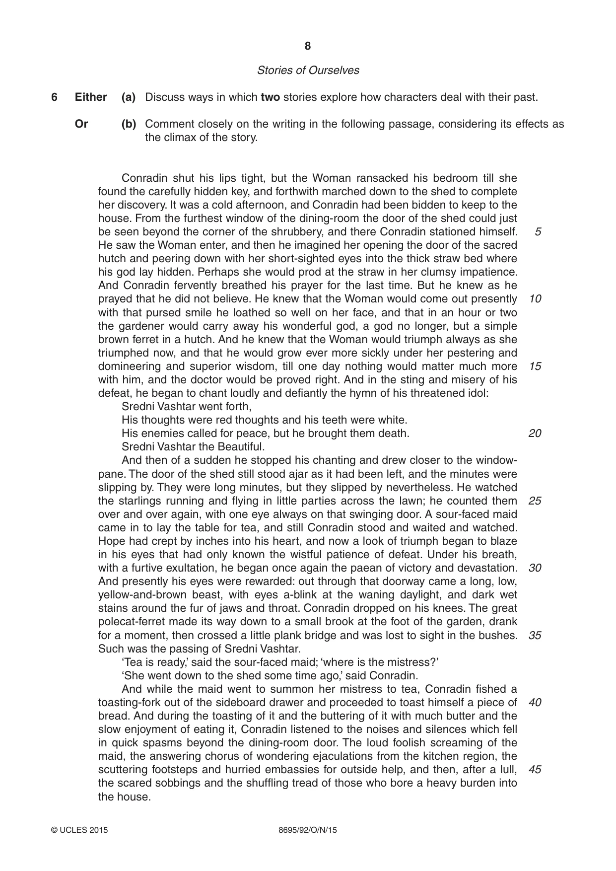 Cambridge A Level English - Language and Literature (AS Level only, from 2016) 8695 2015 Oct/Nov Paper 9 · Variant 2 question paper, page 8 of 16