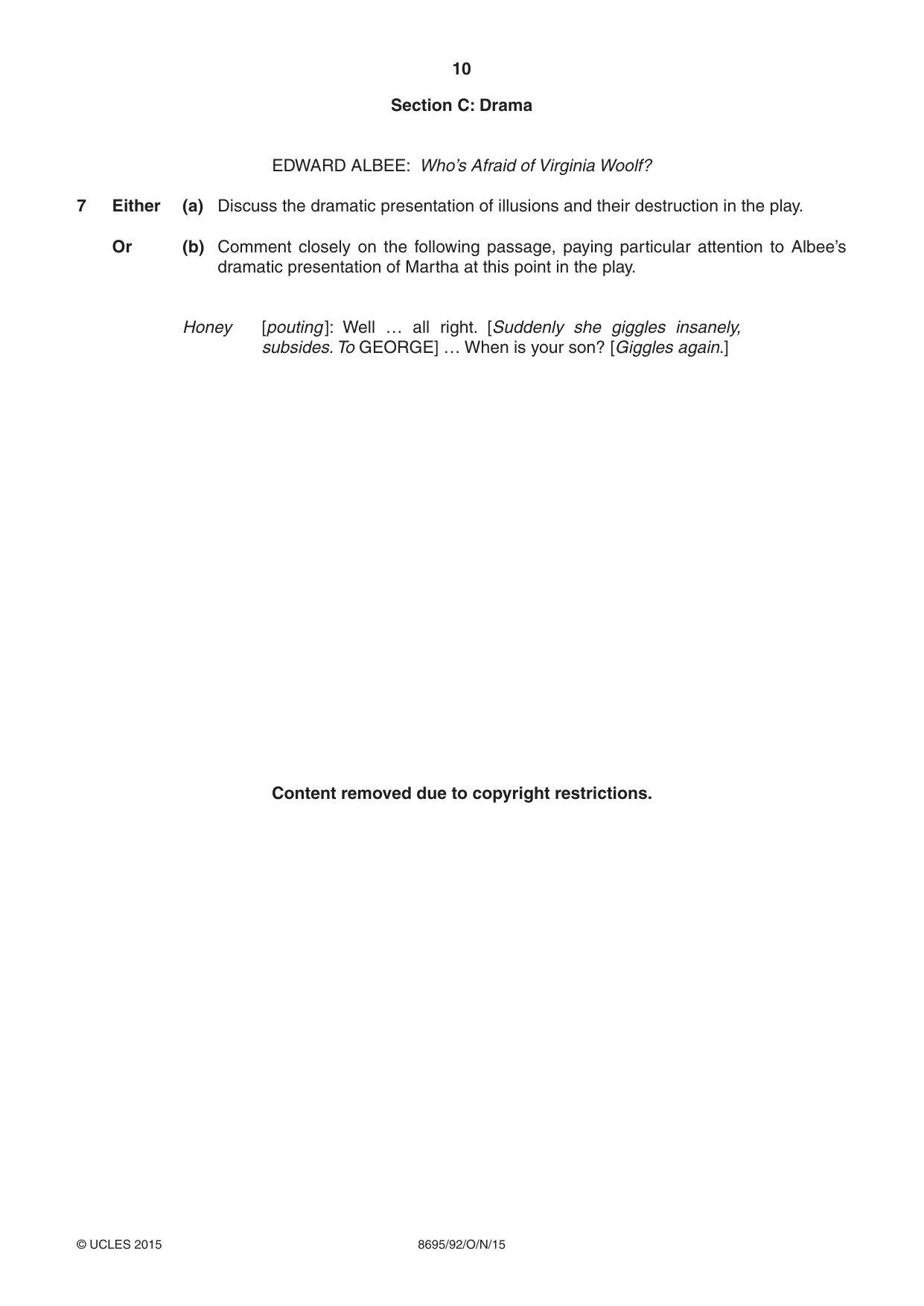 Cambridge A Level English - Language and Literature (AS Level only, from 2016) 8695 2015 Oct/Nov Paper 9 · Variant 2 question paper, page 10 of 16