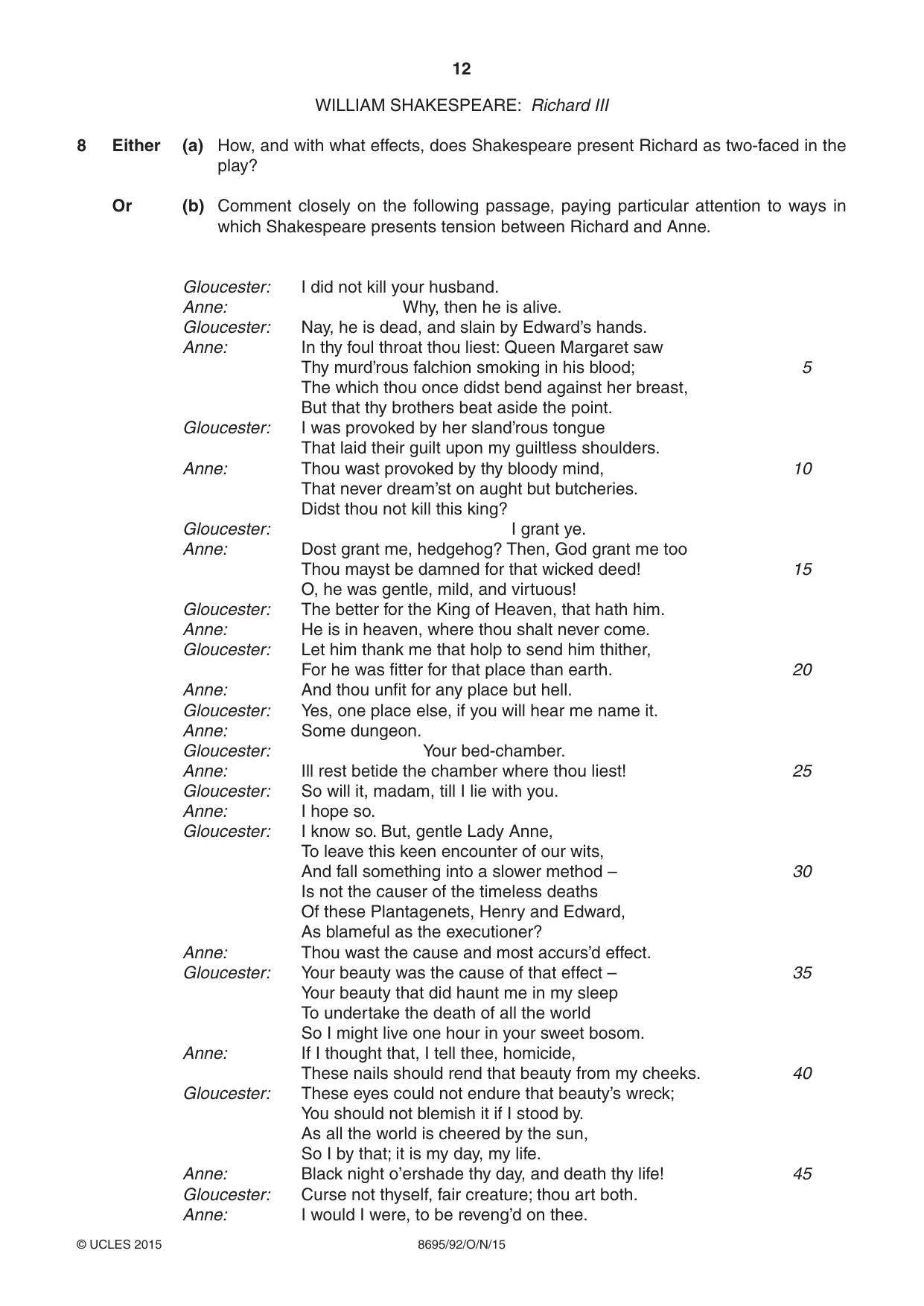 Cambridge A Level English - Language and Literature (AS Level only, from 2016) 8695 2015 Oct/Nov Paper 9 · Variant 2 question paper, page 12 of 16
