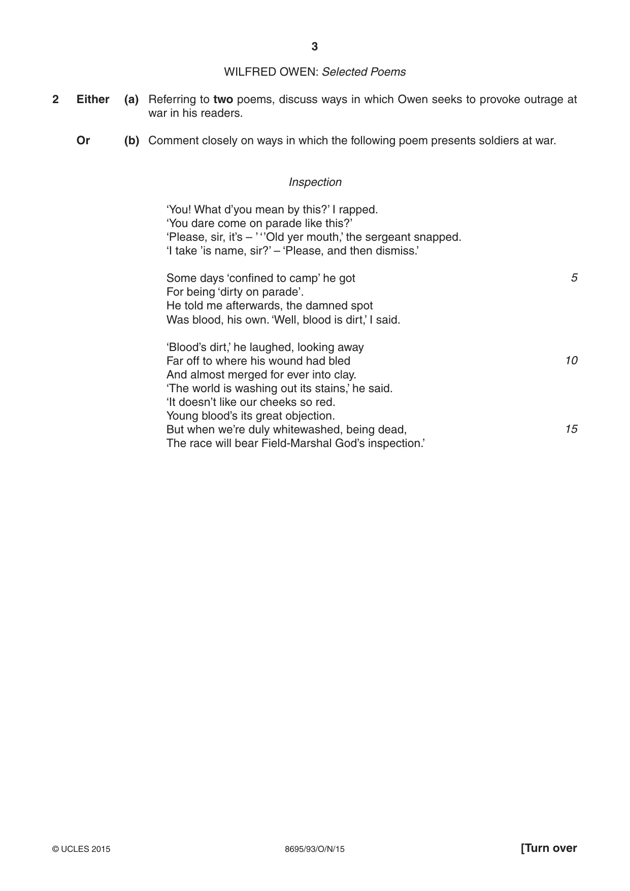 Cambridge A Level English - Language and Literature (AS Level only, from 2016) 8695 2015 Oct/Nov Paper 9 · Variant 3 question paper, page 3 of 16