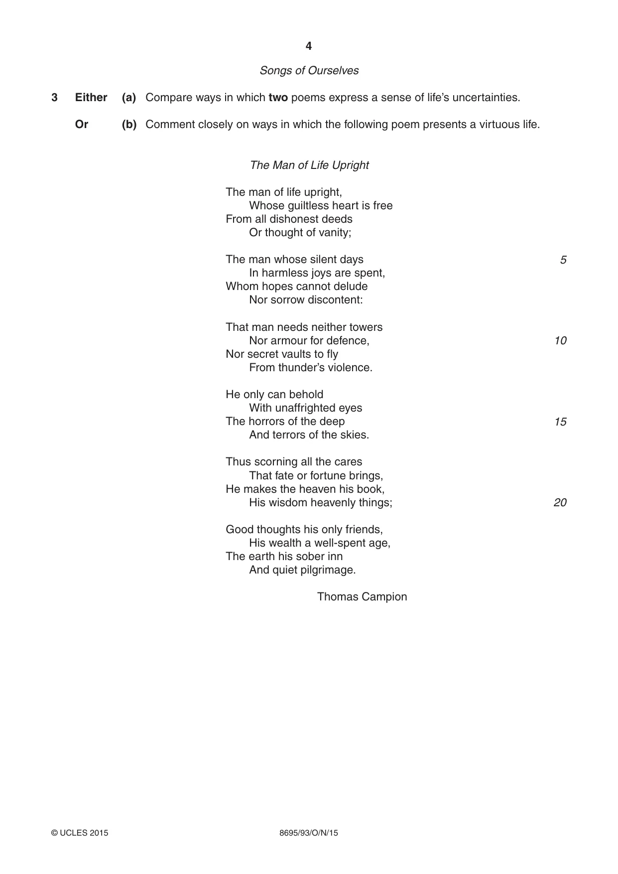 Cambridge A Level English - Language and Literature (AS Level only, from 2016) 8695 2015 Oct/Nov Paper 9 · Variant 3 question paper, page 4 of 16