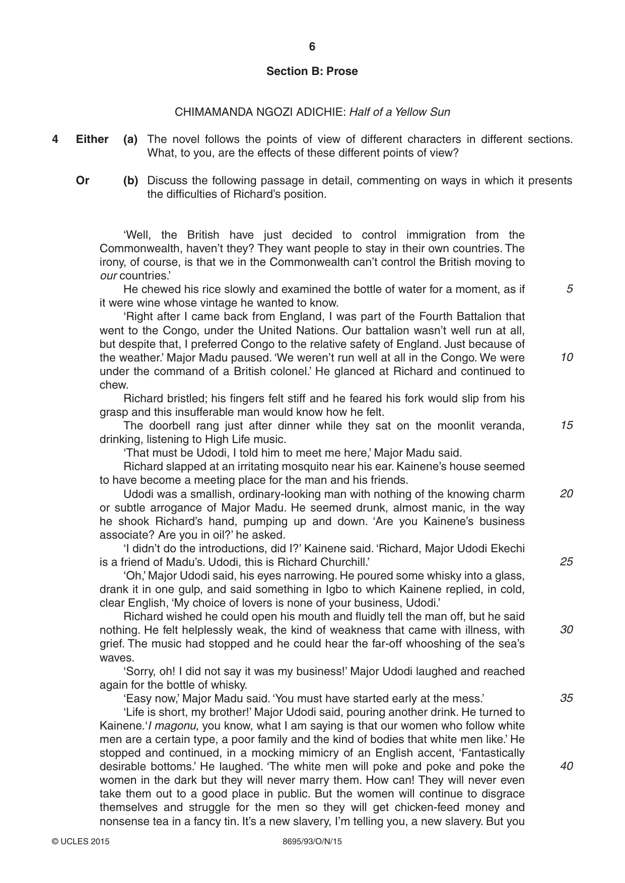 Cambridge A Level English - Language and Literature (AS Level only, from 2016) 8695 2015 Oct/Nov Paper 9 · Variant 3 question paper, page 6 of 16