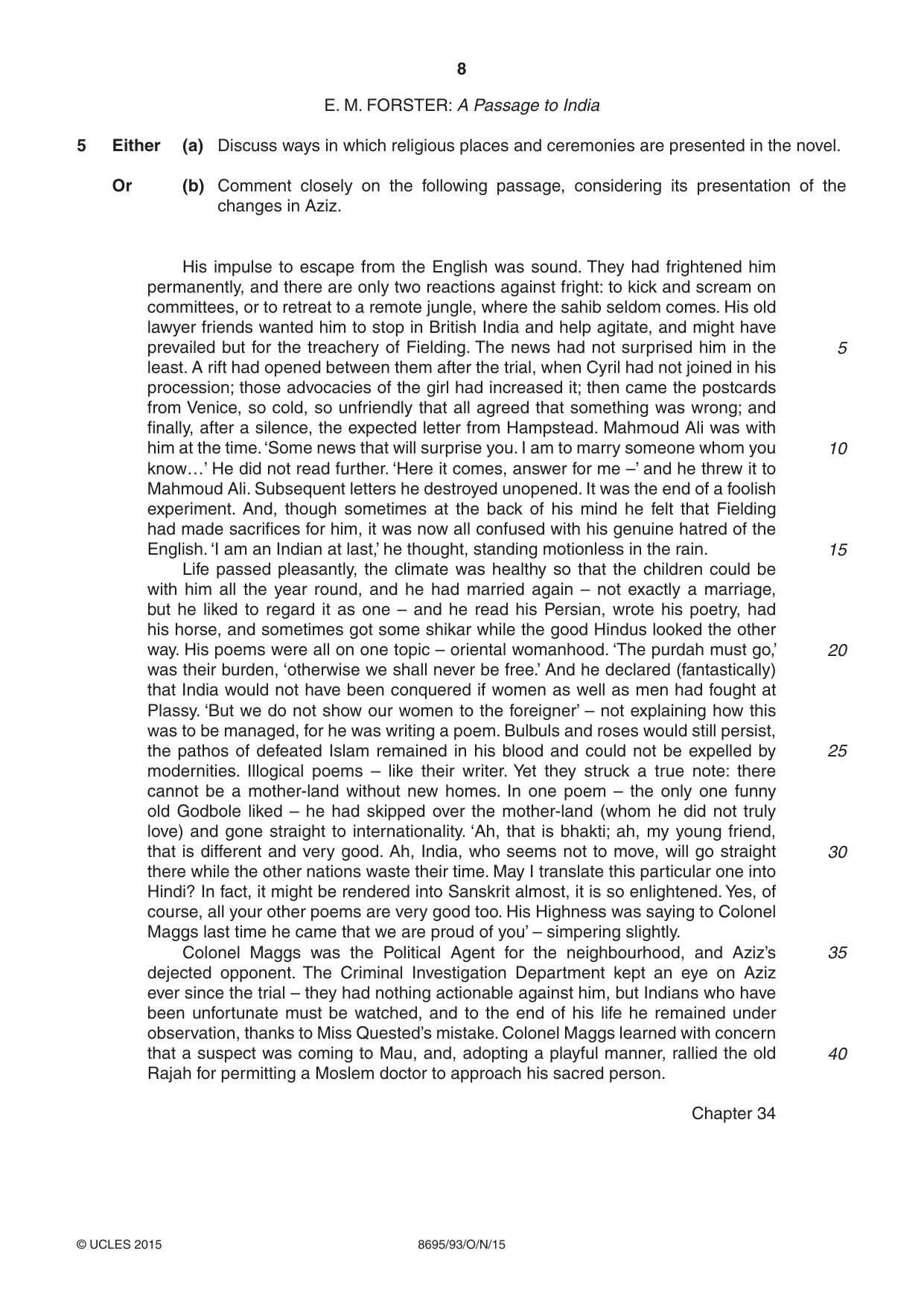 Cambridge A Level English - Language and Literature (AS Level only, from 2016) 8695 2015 Oct/Nov Paper 9 · Variant 3 question paper, page 8 of 16