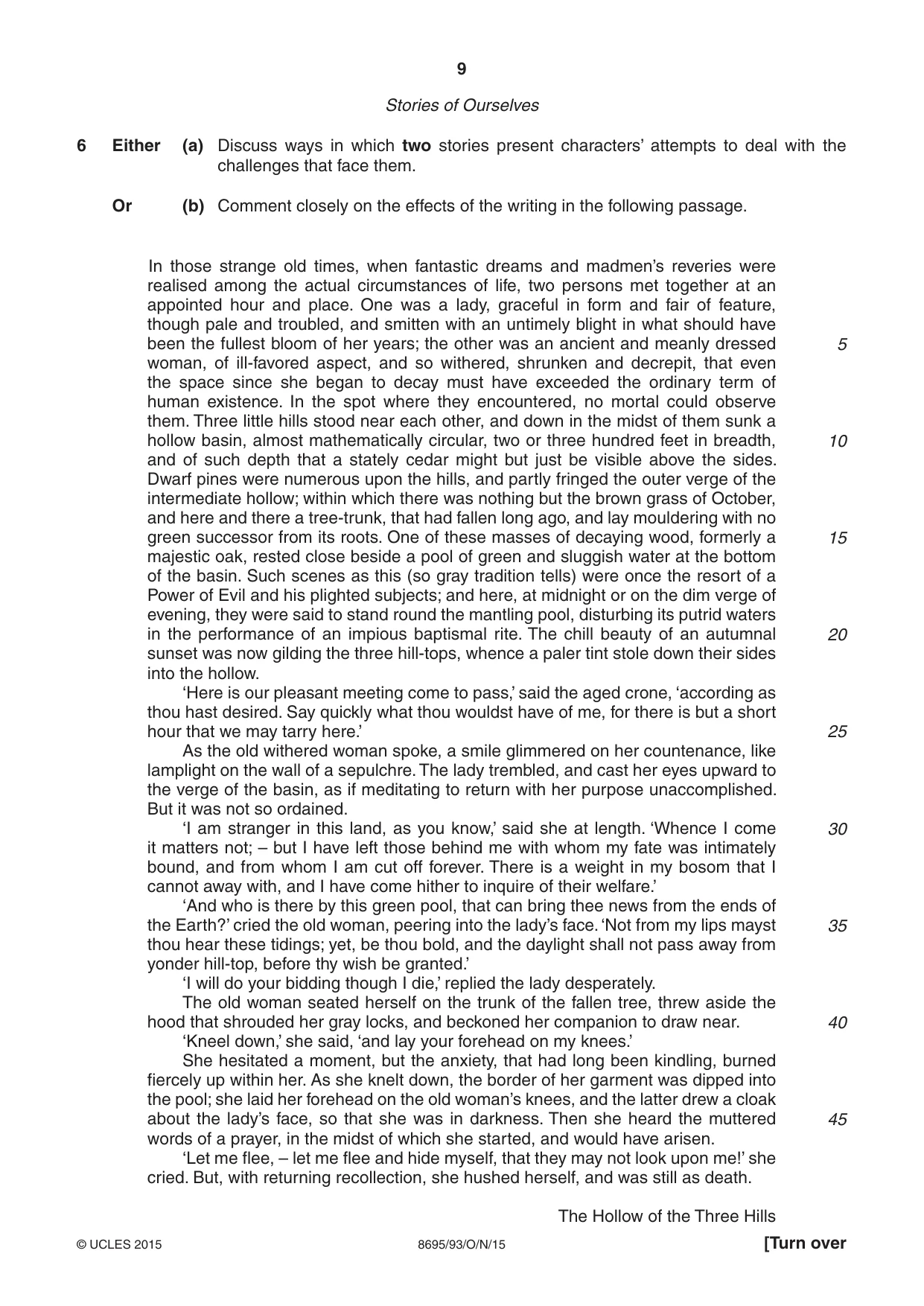 Cambridge A Level English - Language and Literature (AS Level only, from 2016) 8695 2015 Oct/Nov Paper 9 · Variant 3 question paper, page 9 of 16