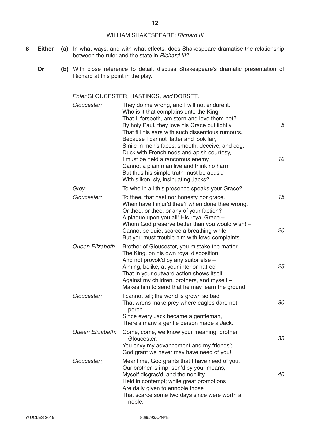 Cambridge A Level English - Language and Literature (AS Level only, from 2016) 8695 2015 Oct/Nov Paper 9 · Variant 3 question paper, page 12 of 16