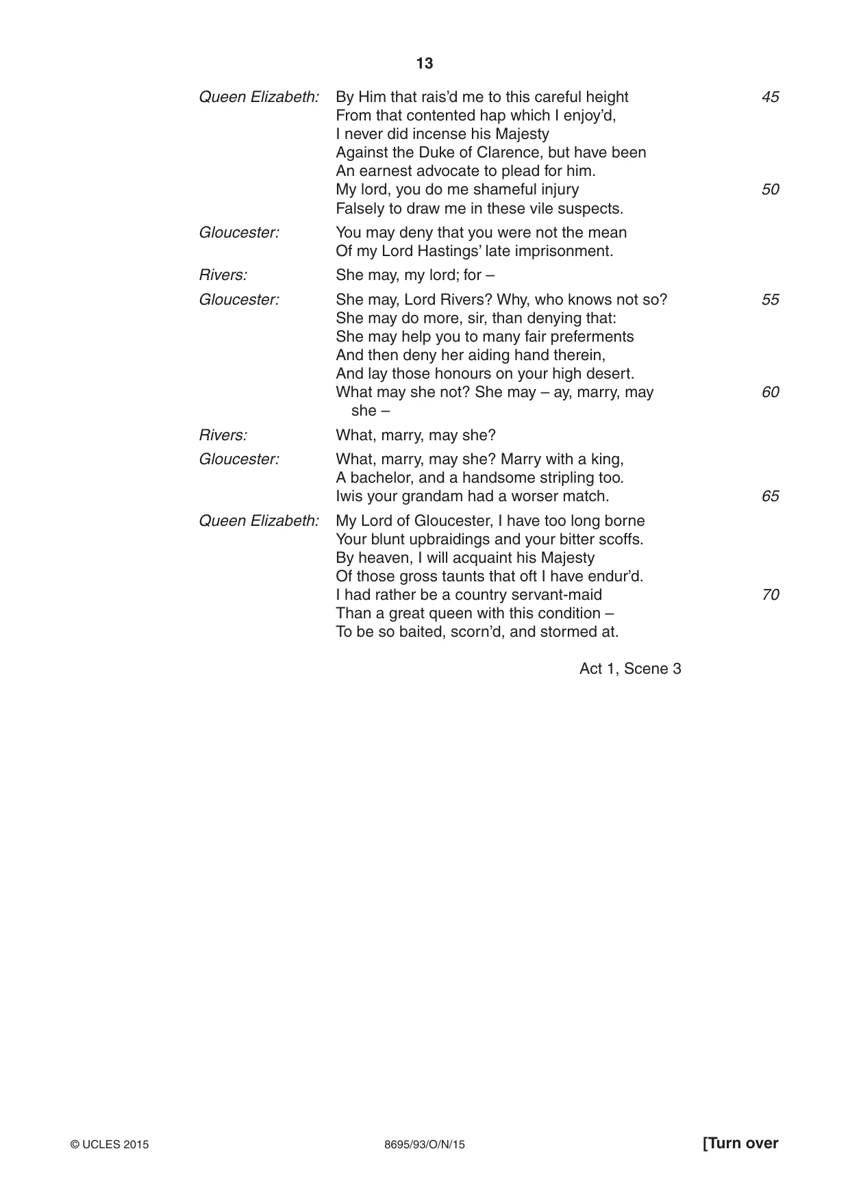 Cambridge A Level English - Language and Literature (AS Level only, from 2016) 8695 2015 Oct/Nov Paper 9 · Variant 3 question paper, page 13 of 16
