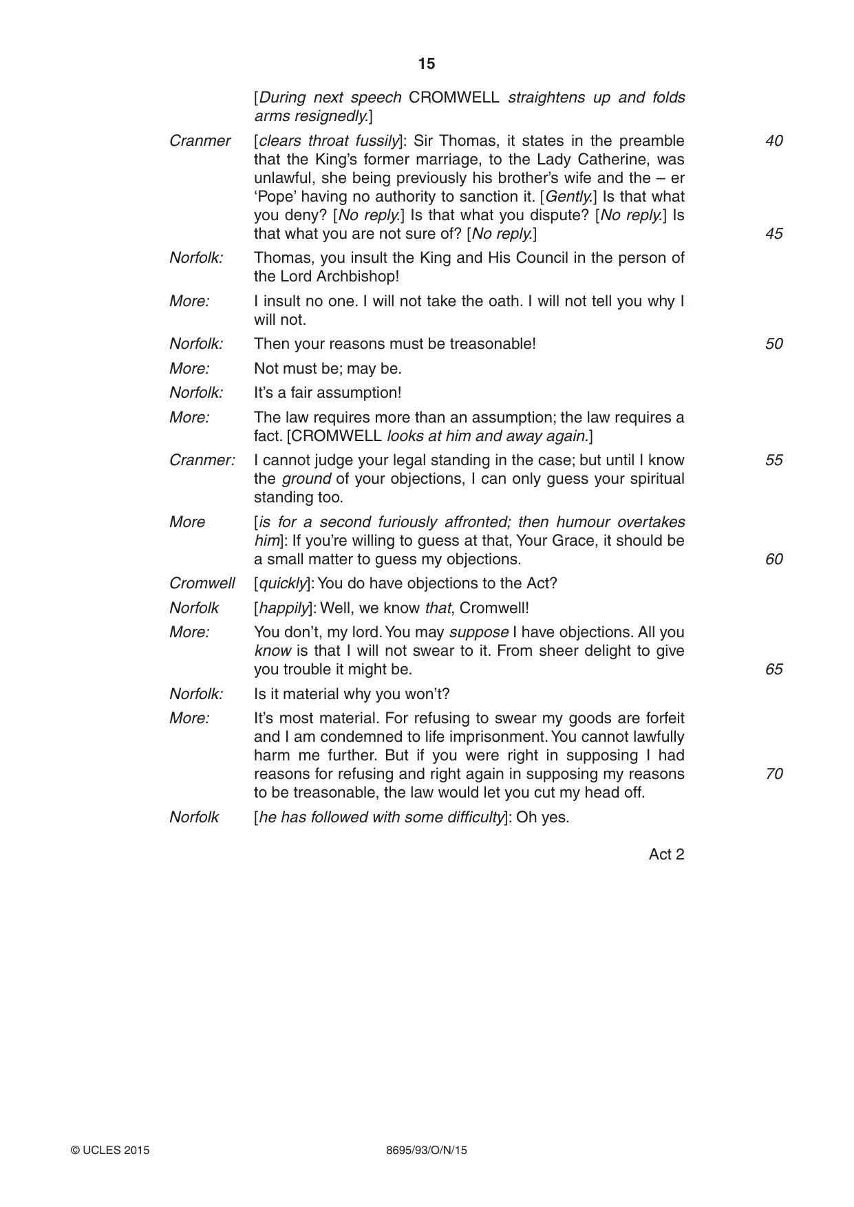 Cambridge A Level English - Language and Literature (AS Level only, from 2016) 8695 2015 Oct/Nov Paper 9 · Variant 3 question paper, page 15 of 16