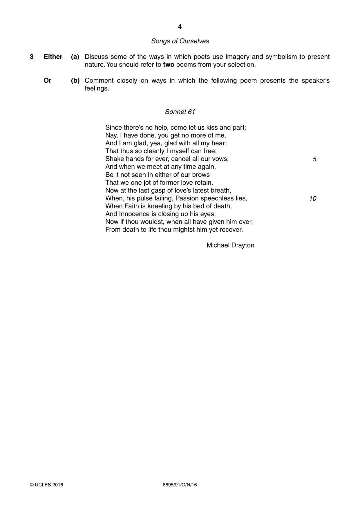 Cambridge A Level English - Language and Literature (AS Level only, from 2016) 8695 2016 Oct/Nov Paper 9 · Variant 1 question paper, page 4 of 20