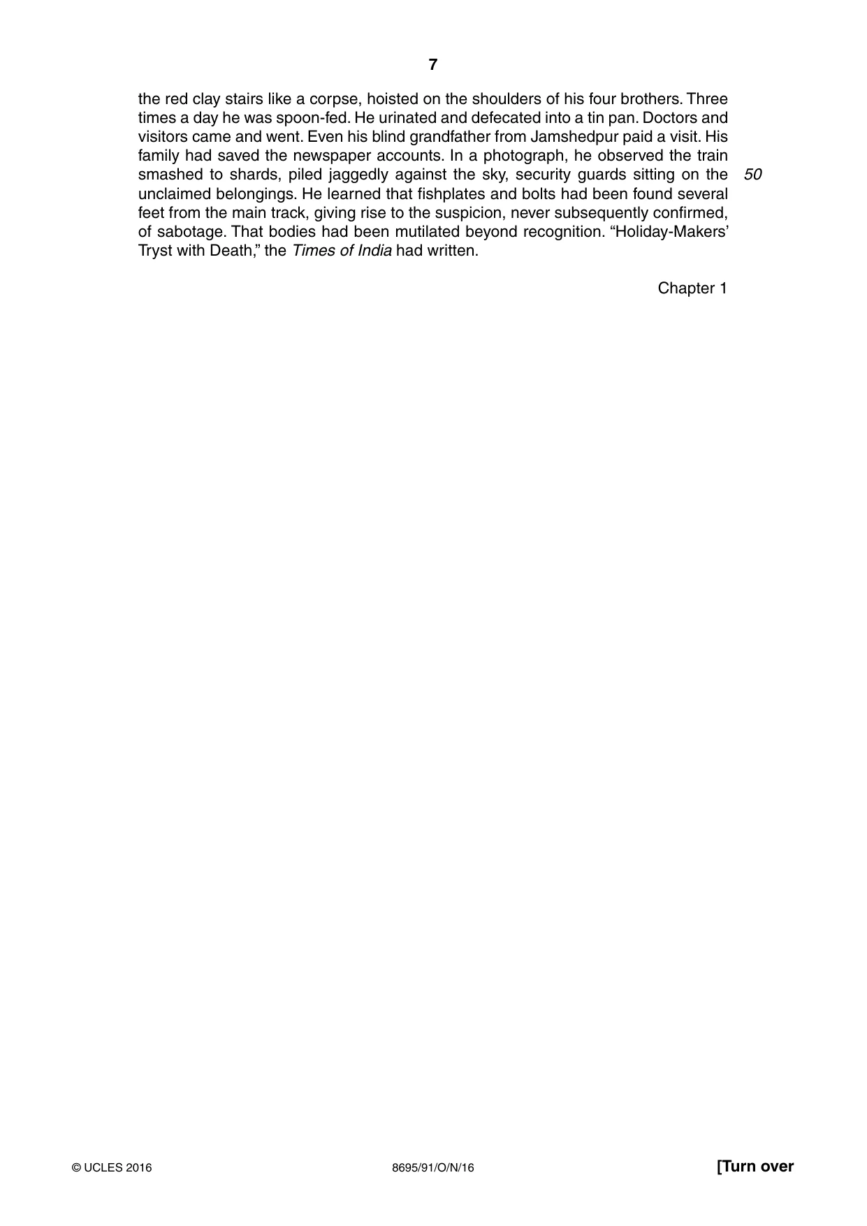 Cambridge A Level English - Language and Literature (AS Level only, from 2016) 8695 2016 Oct/Nov Paper 9 · Variant 1 question paper, page 7 of 20
