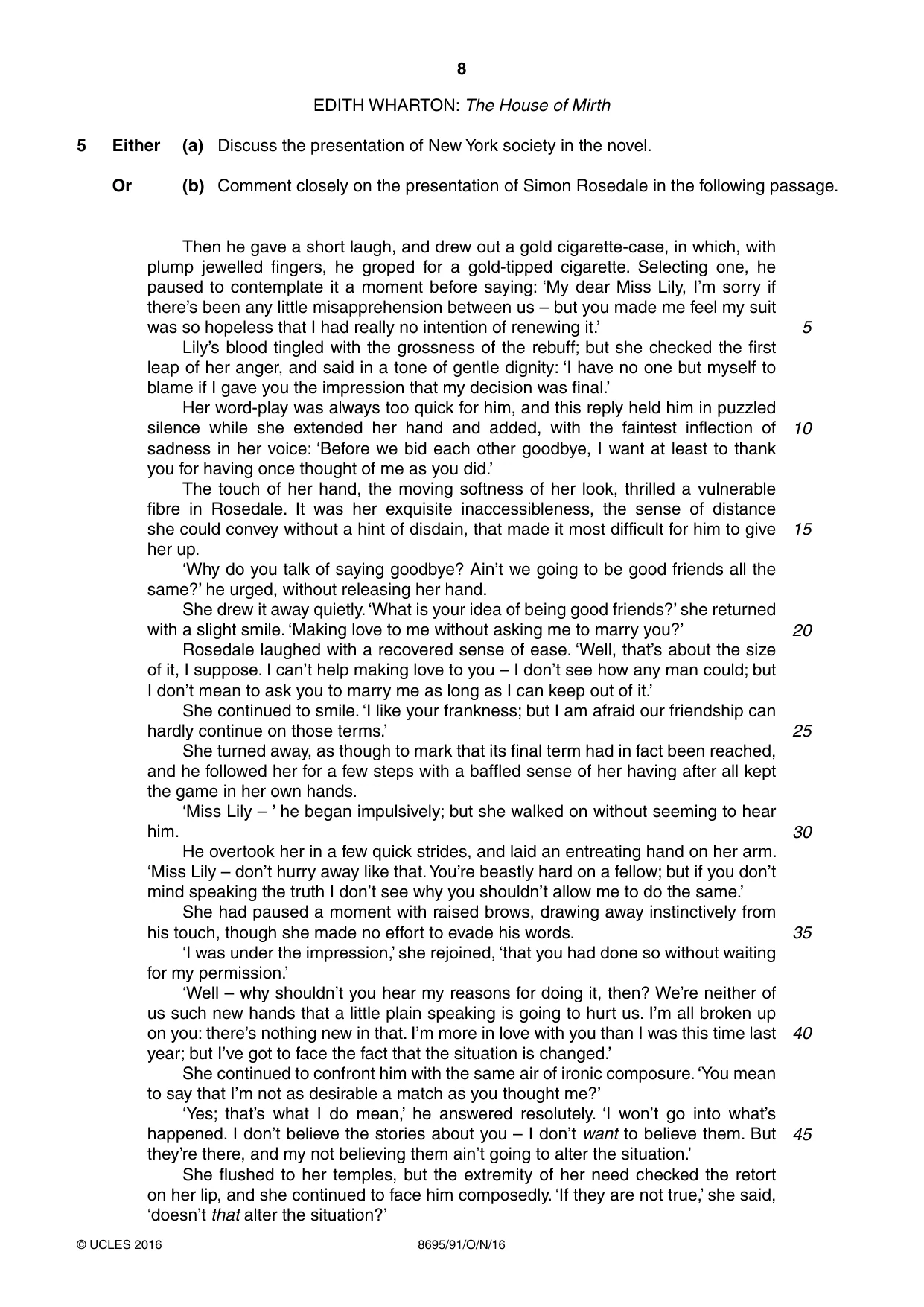 Cambridge A Level English - Language and Literature (AS Level only, from 2016) 8695 2016 Oct/Nov Paper 9 · Variant 1 question paper, page 8 of 20
