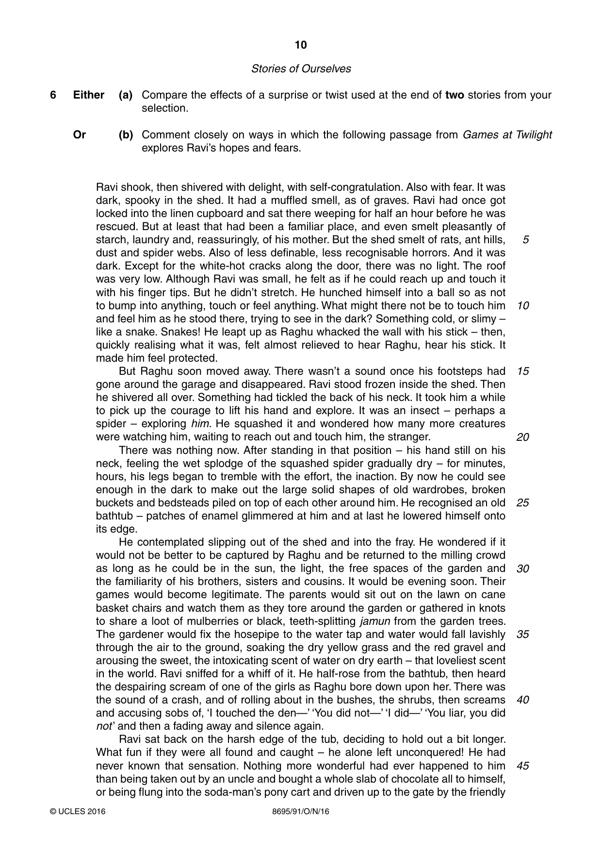 Cambridge A Level English - Language and Literature (AS Level only, from 2016) 8695 2016 Oct/Nov Paper 9 · Variant 1 question paper, page 10 of 20