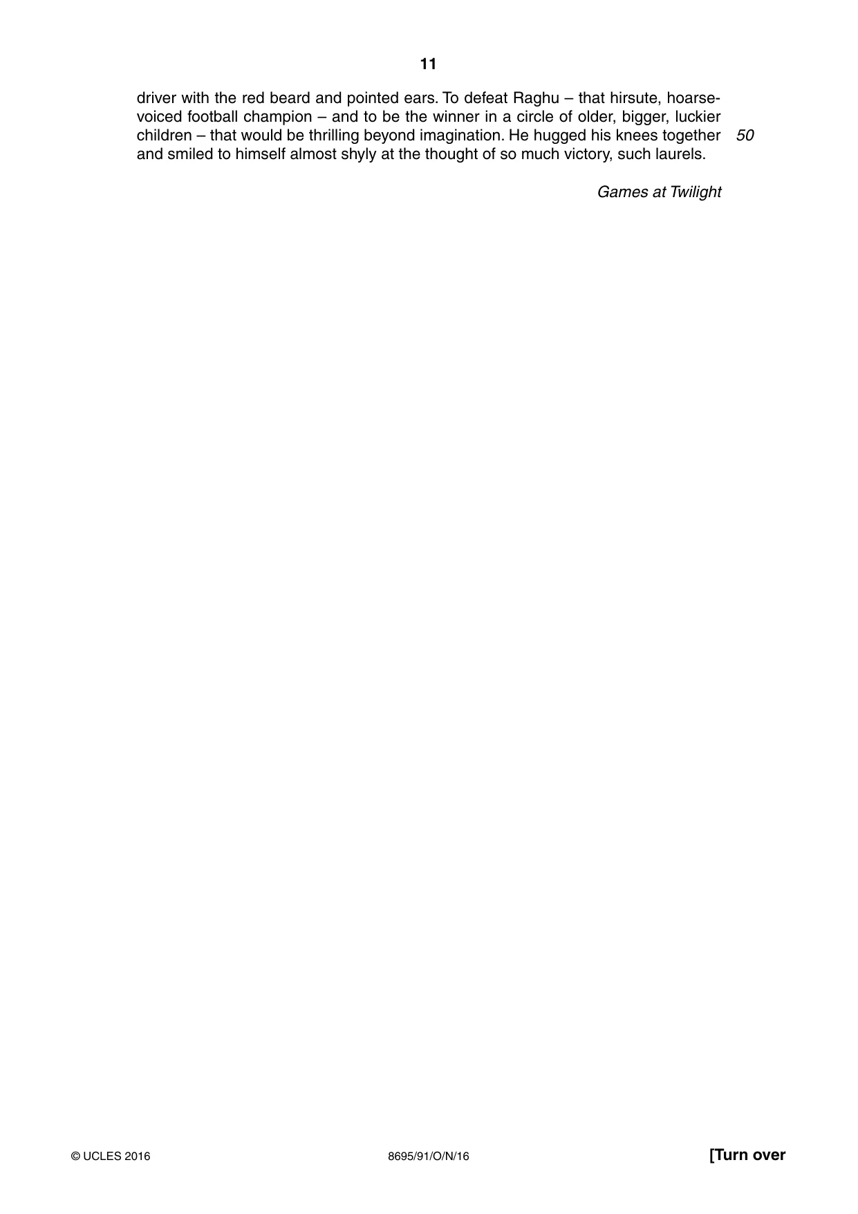 Cambridge A Level English - Language and Literature (AS Level only, from 2016) 8695 2016 Oct/Nov Paper 9 · Variant 1 question paper, page 11 of 20
