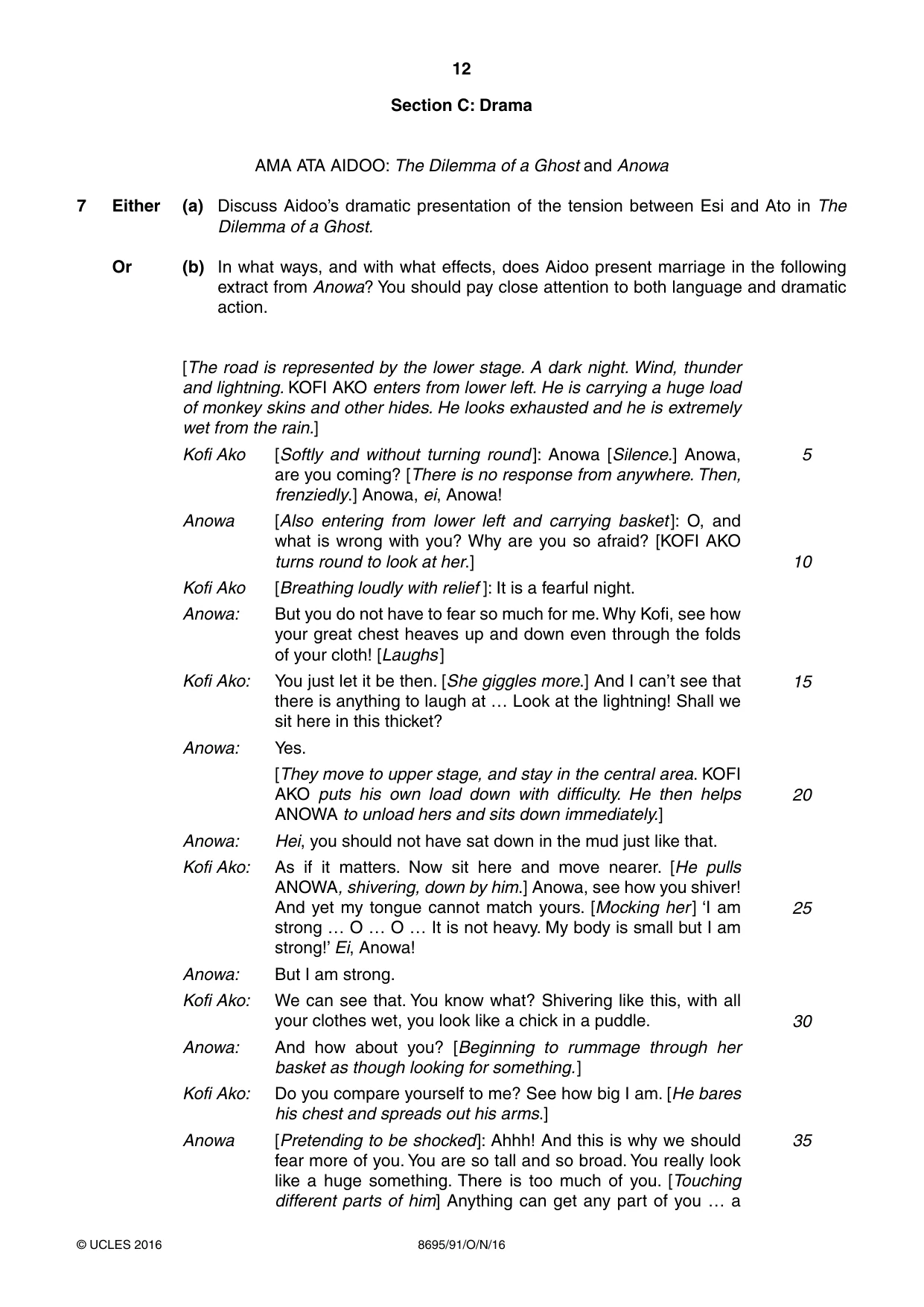 Cambridge A Level English - Language and Literature (AS Level only, from 2016) 8695 2016 Oct/Nov Paper 9 · Variant 1 question paper, page 12 of 20