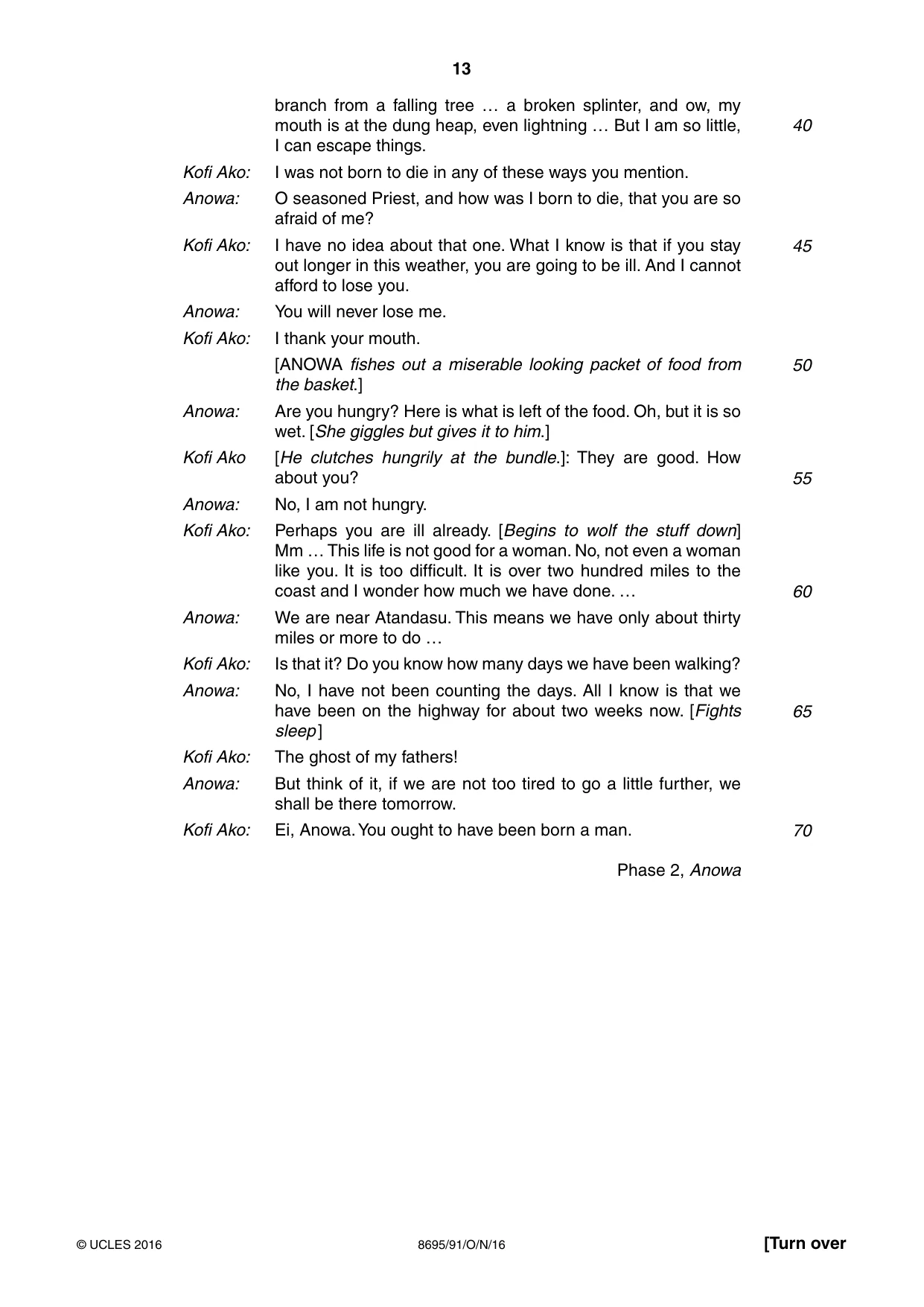 Cambridge A Level English - Language and Literature (AS Level only, from 2016) 8695 2016 Oct/Nov Paper 9 · Variant 1 question paper, page 13 of 20