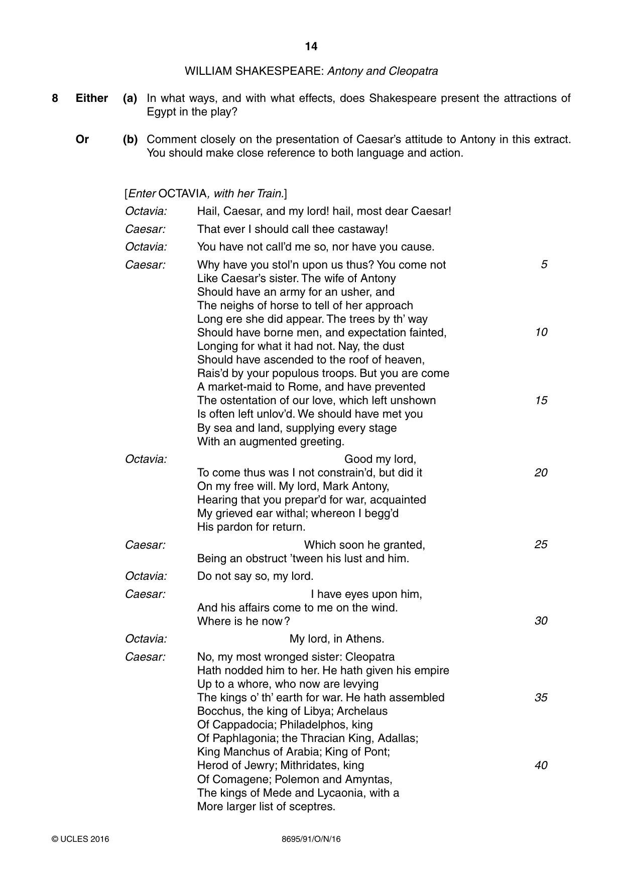 Cambridge A Level English - Language and Literature (AS Level only, from 2016) 8695 2016 Oct/Nov Paper 9 · Variant 1 question paper, page 14 of 20