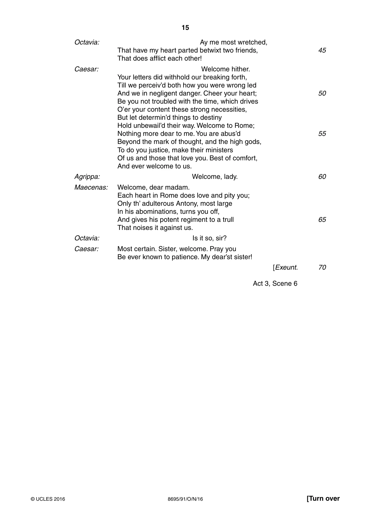Cambridge A Level English - Language and Literature (AS Level only, from 2016) 8695 2016 Oct/Nov Paper 9 · Variant 1 question paper, page 15 of 20