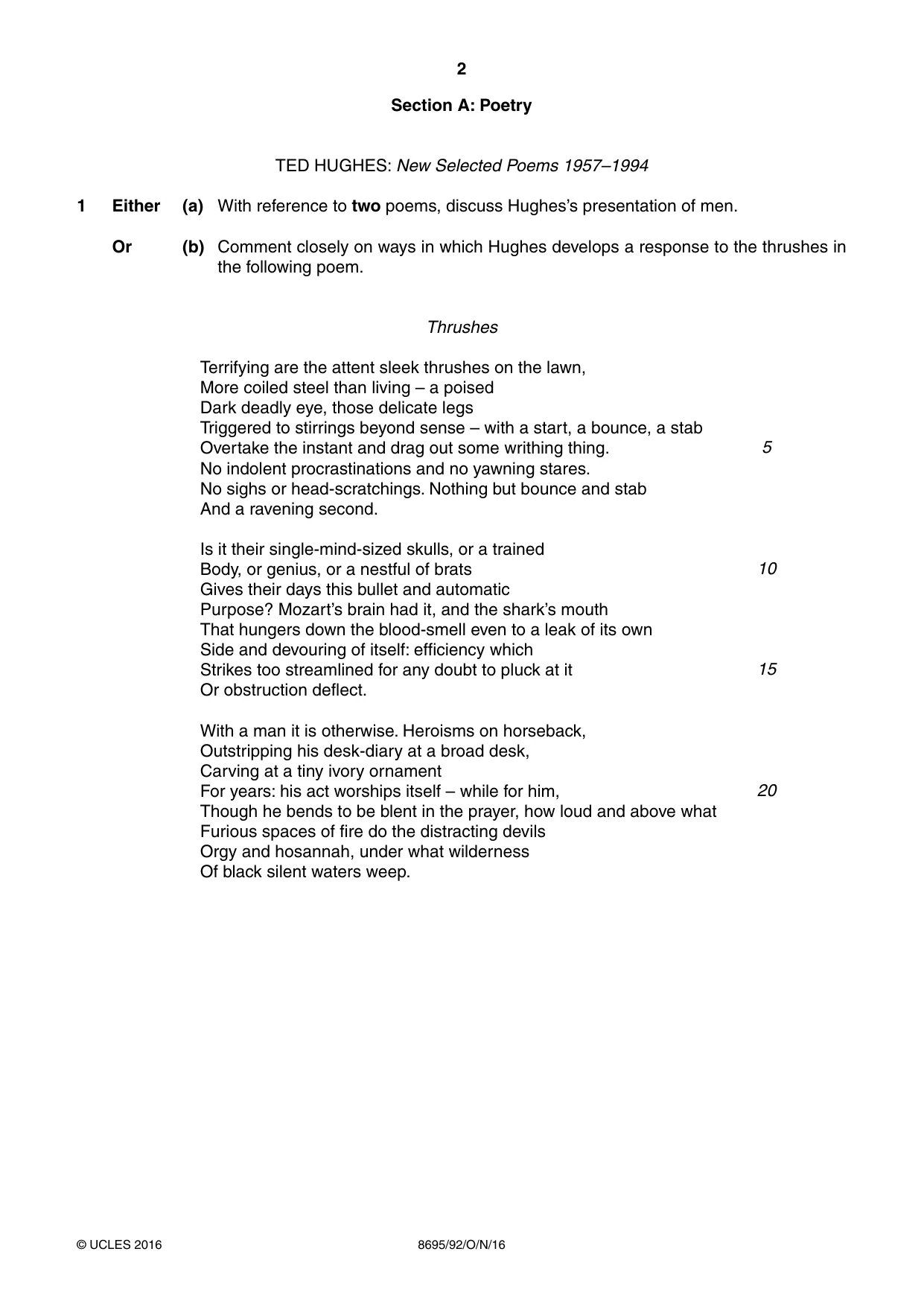 Cambridge A Level English - Language and Literature (AS Level only, from 2016) 8695 2016 Oct/Nov Paper 9 · Variant 2 question paper, page 2 of 20