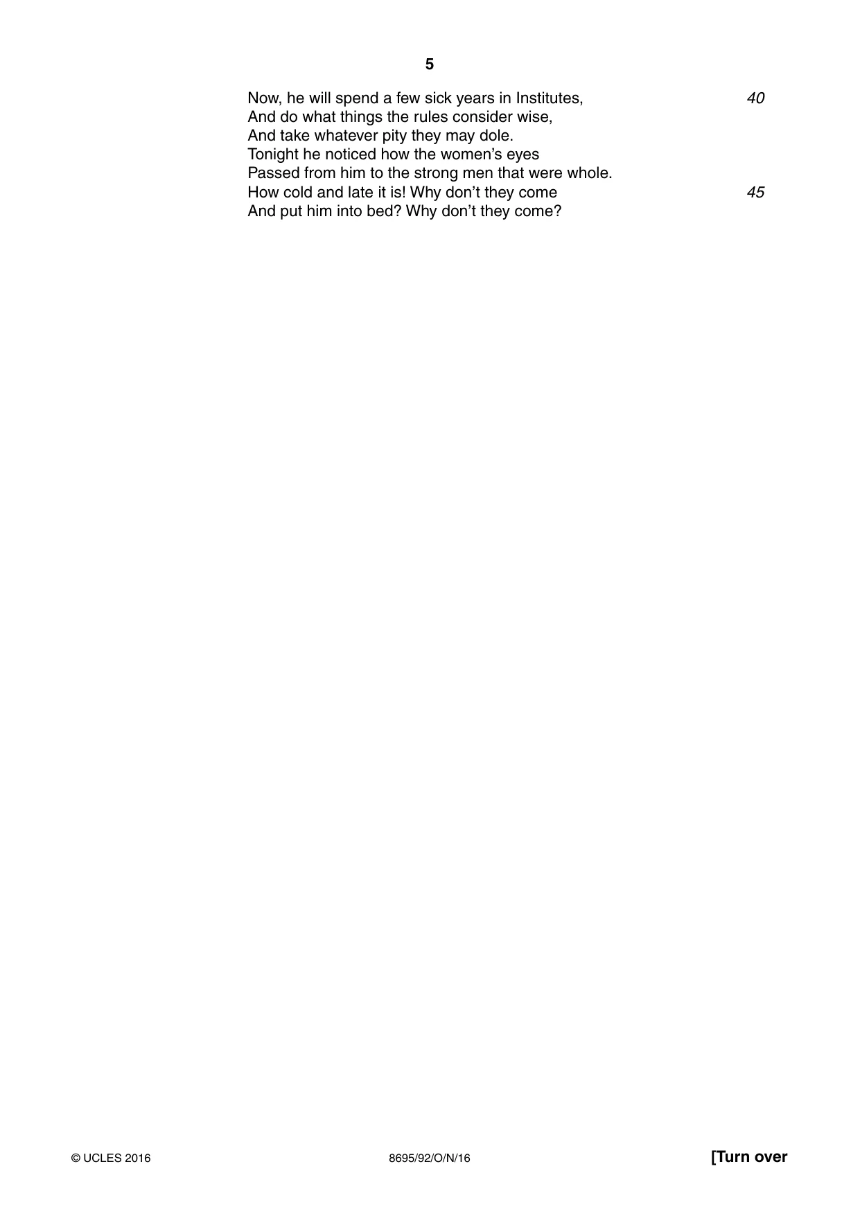 Cambridge A Level English - Language and Literature (AS Level only, from 2016) 8695 2016 Oct/Nov Paper 9 · Variant 2 question paper, page 5 of 20