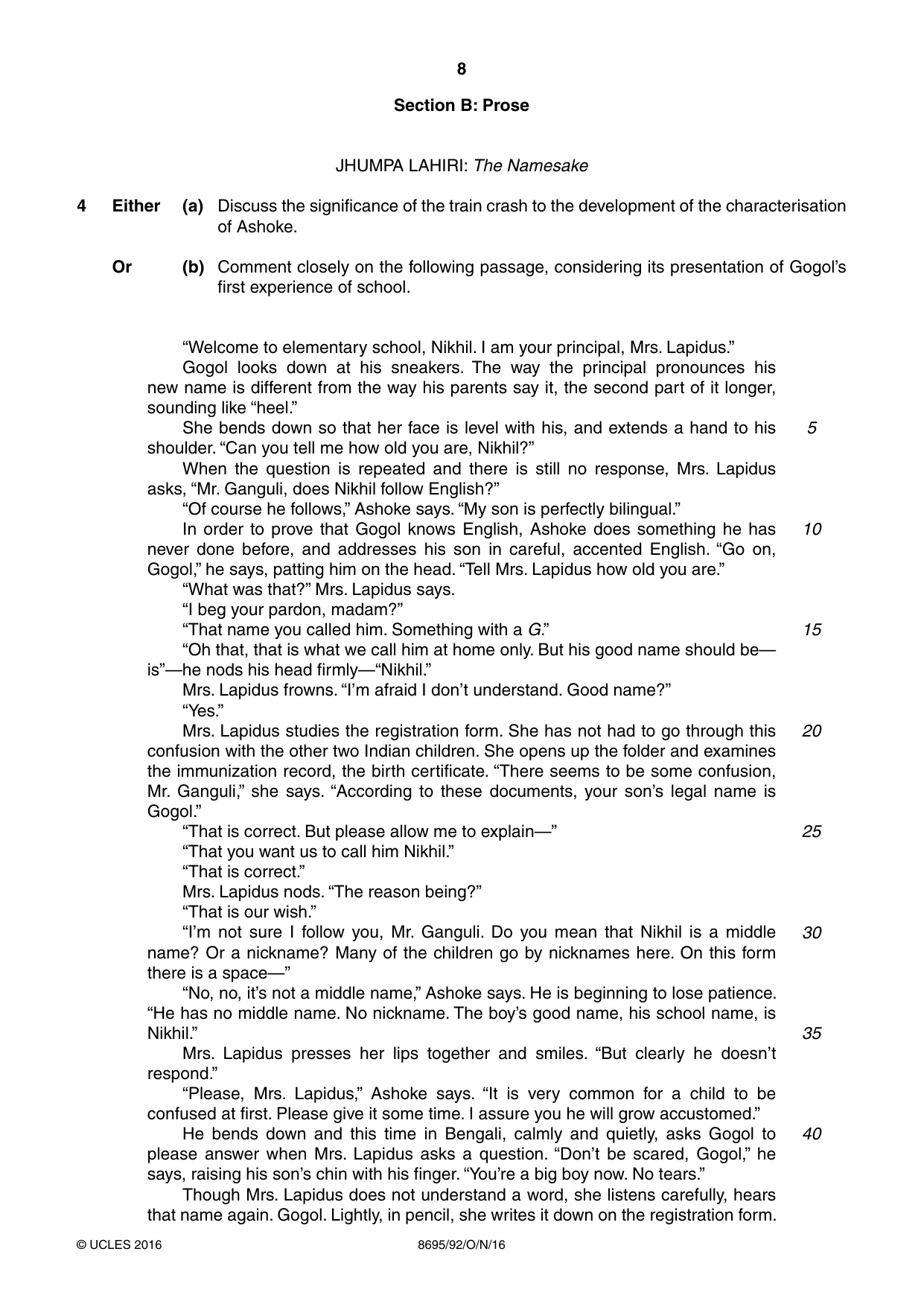 Cambridge A Level English - Language and Literature (AS Level only, from 2016) 8695 2016 Oct/Nov Paper 9 · Variant 2 question paper, page 8 of 20
