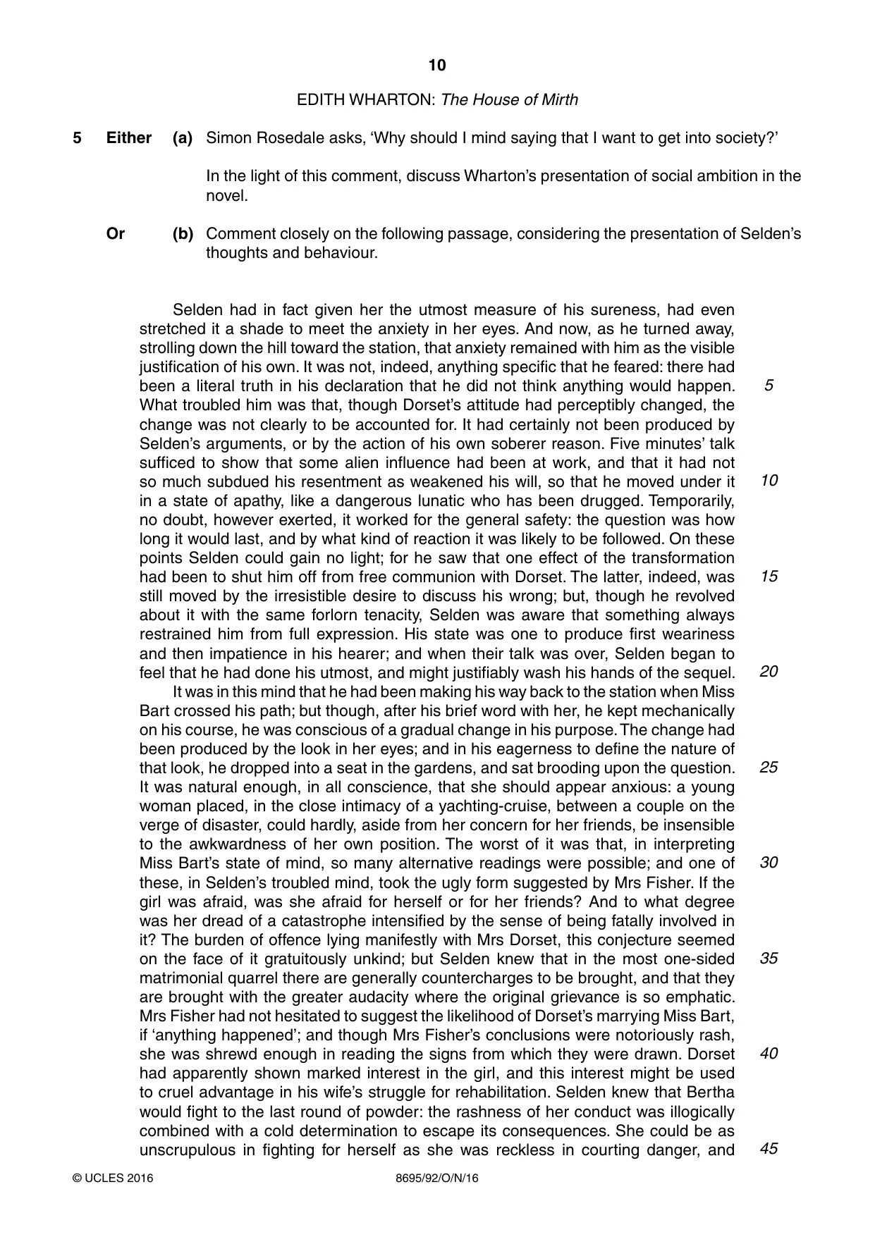 Cambridge A Level English - Language and Literature (AS Level only, from 2016) 8695 2016 Oct/Nov Paper 9 · Variant 2 question paper, page 10 of 20