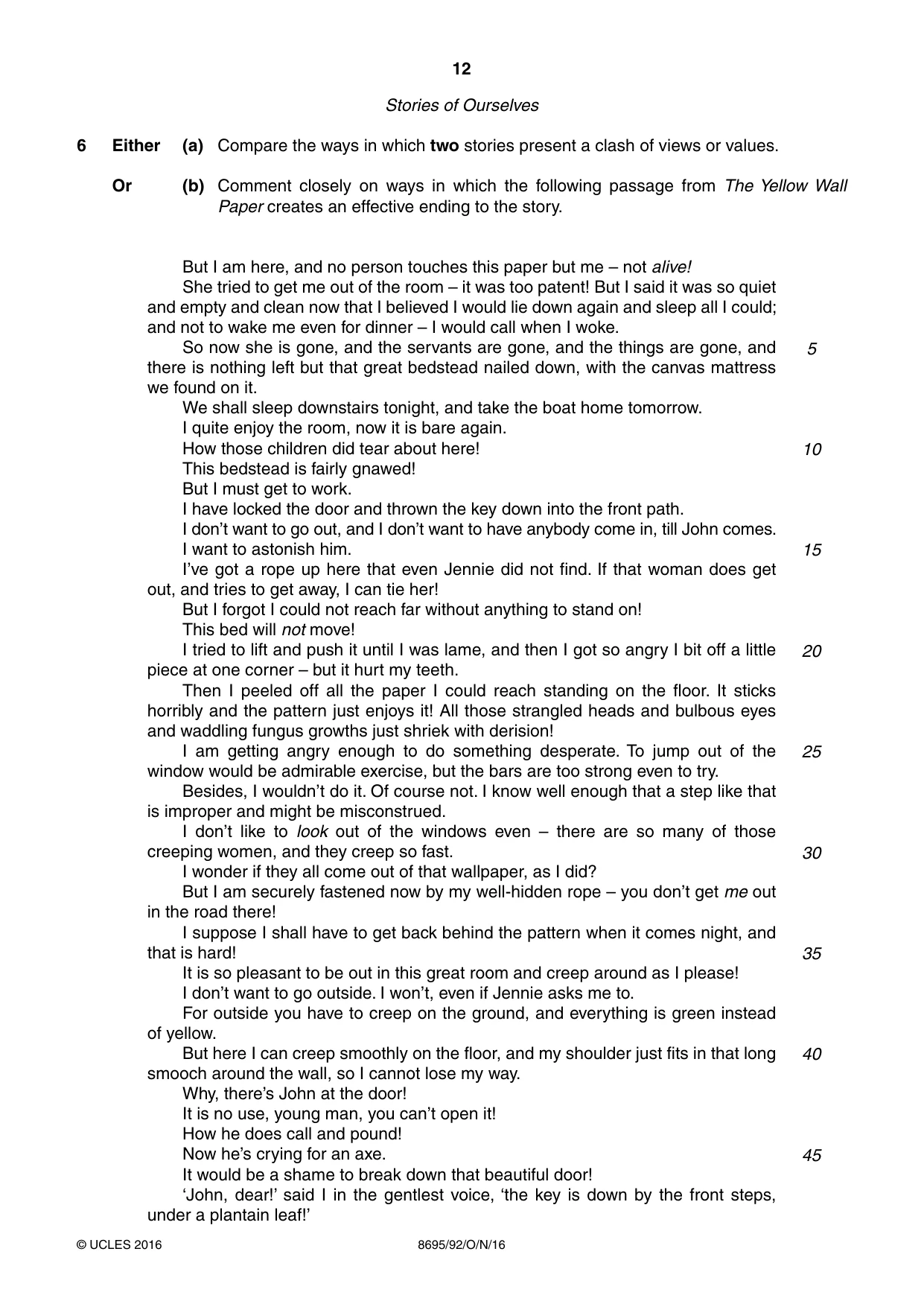 Cambridge A Level English - Language and Literature (AS Level only, from 2016) 8695 2016 Oct/Nov Paper 9 · Variant 2 question paper, page 12 of 20