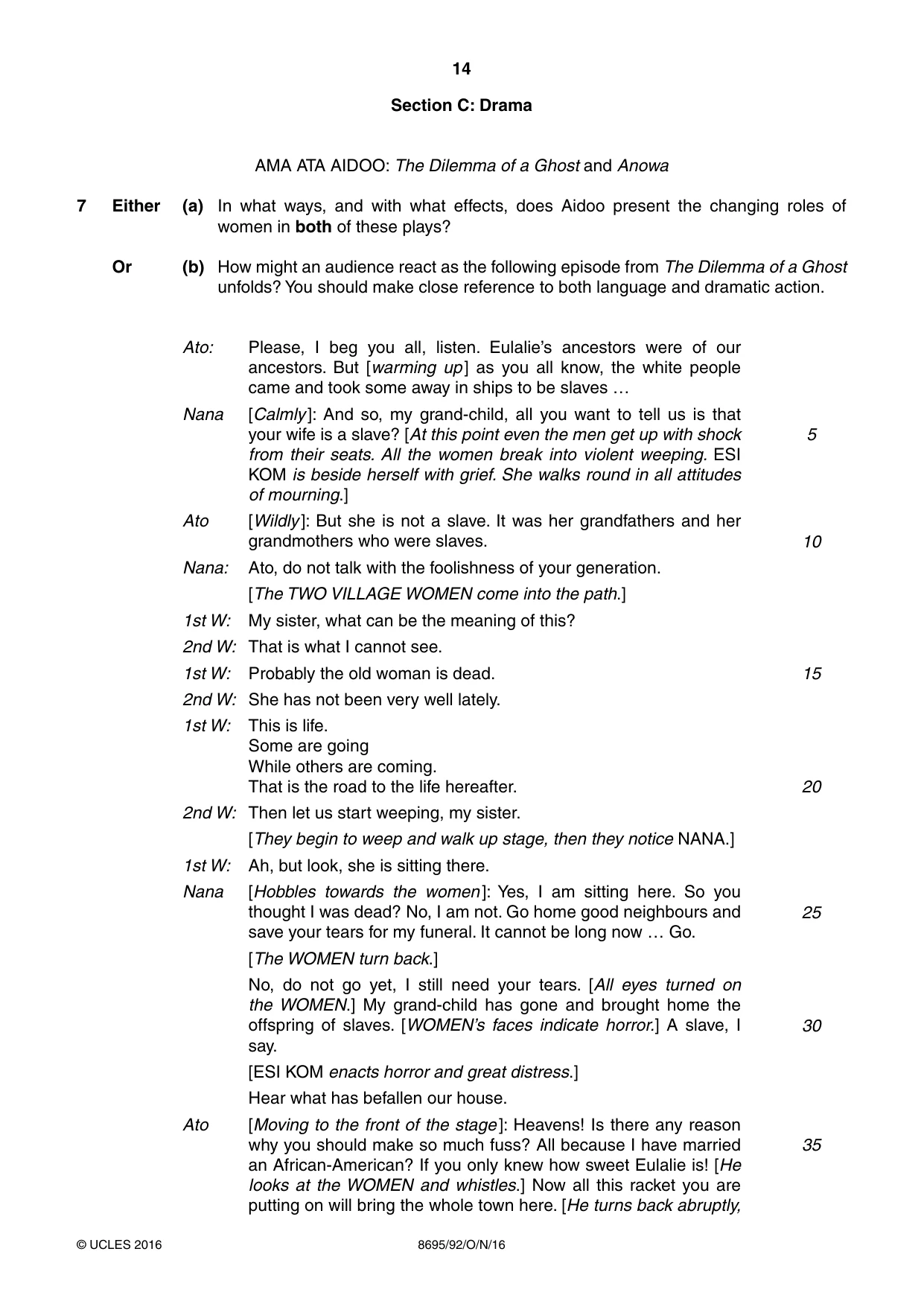 Cambridge A Level English - Language and Literature (AS Level only, from 2016) 8695 2016 Oct/Nov Paper 9 · Variant 2 question paper, page 14 of 20