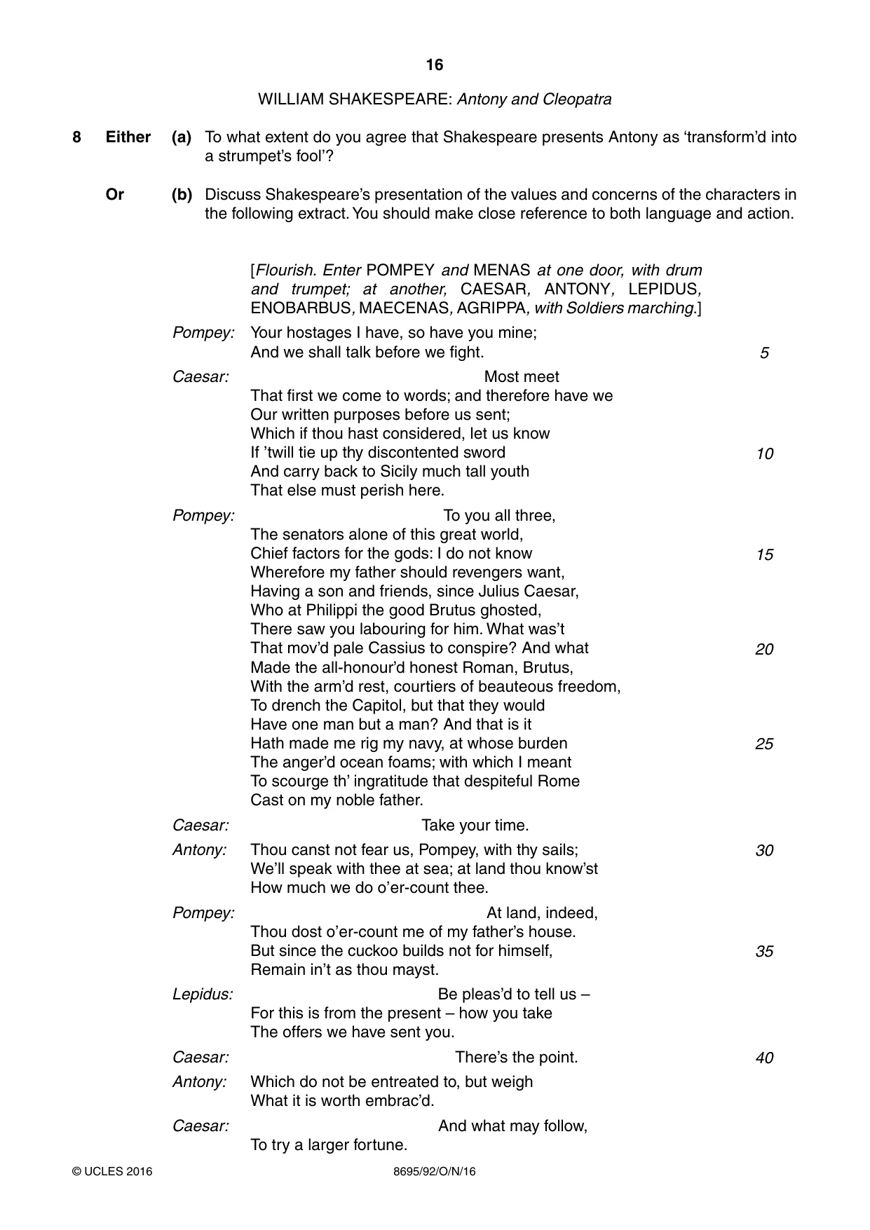 Cambridge A Level English - Language and Literature (AS Level only, from 2016) 8695 2016 Oct/Nov Paper 9 · Variant 2 question paper, page 16 of 20
