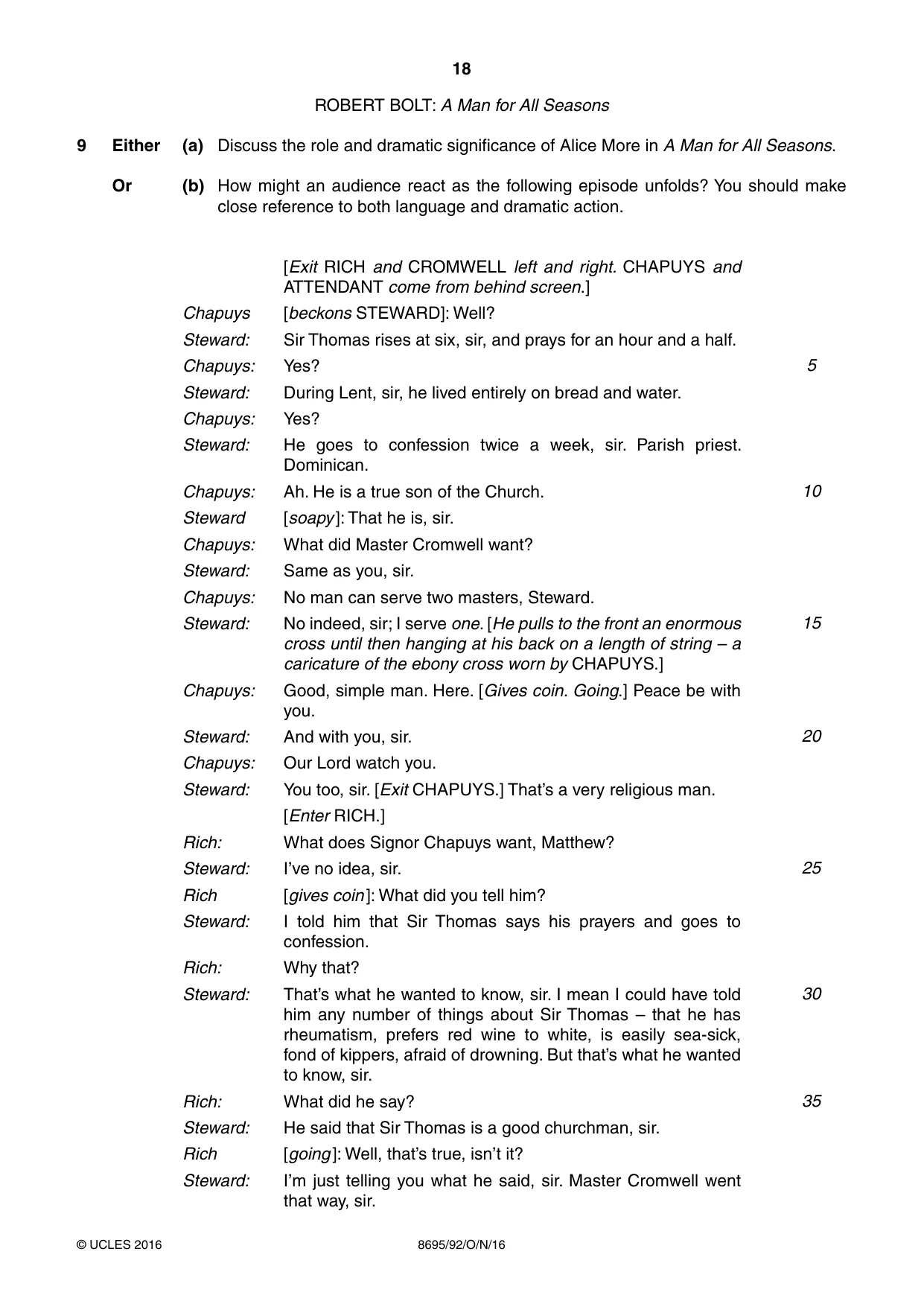 Cambridge A Level English - Language and Literature (AS Level only, from 2016) 8695 2016 Oct/Nov Paper 9 · Variant 2 question paper, page 18 of 20