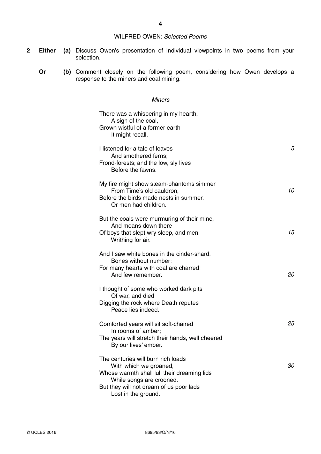 Cambridge A Level English - Language and Literature (AS Level only, from 2016) 8695 2016 Oct/Nov Paper 9 · Variant 3 question paper, page 4 of 20