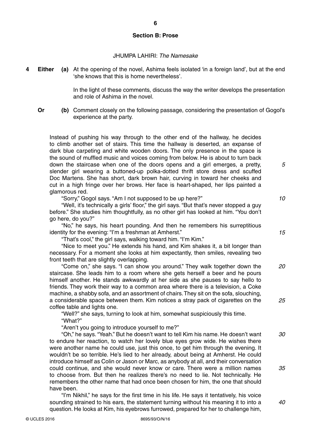 Cambridge A Level English - Language and Literature (AS Level only, from 2016) 8695 2016 Oct/Nov Paper 9 · Variant 3 question paper, page 6 of 20