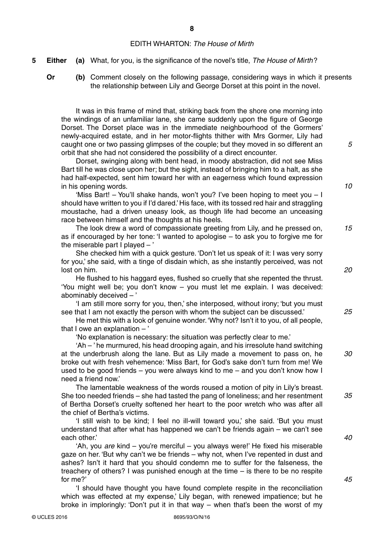 Cambridge A Level English - Language and Literature (AS Level only, from 2016) 8695 2016 Oct/Nov Paper 9 · Variant 3 question paper, page 8 of 20