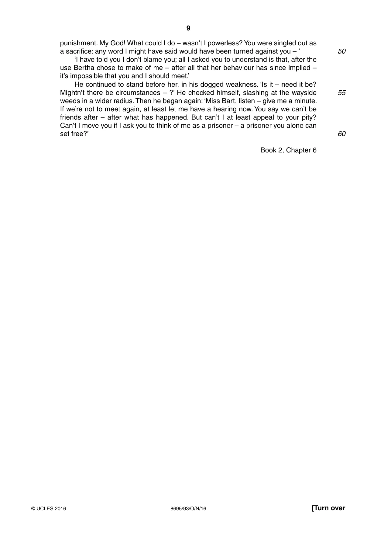 Cambridge A Level English - Language and Literature (AS Level only, from 2016) 8695 2016 Oct/Nov Paper 9 · Variant 3 question paper, page 9 of 20