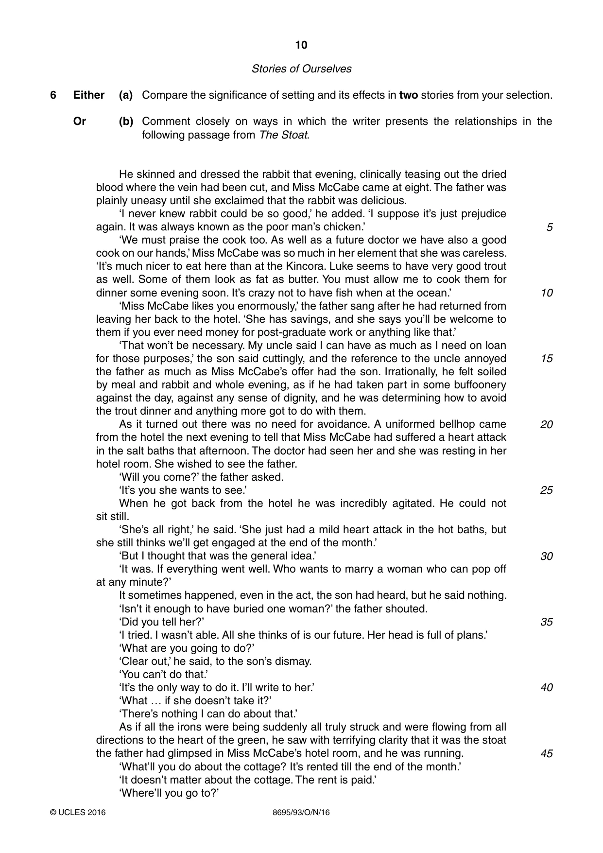 Cambridge A Level English - Language and Literature (AS Level only, from 2016) 8695 2016 Oct/Nov Paper 9 · Variant 3 question paper, page 10 of 20