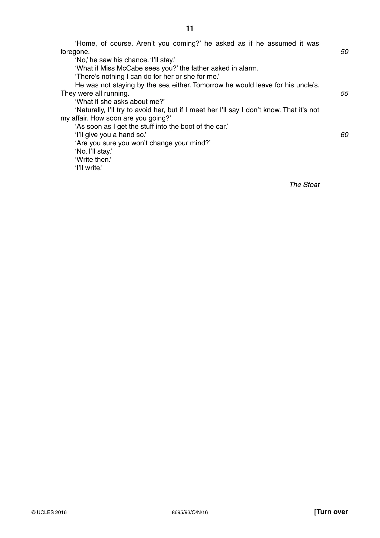 Cambridge A Level English - Language and Literature (AS Level only, from 2016) 8695 2016 Oct/Nov Paper 9 · Variant 3 question paper, page 11 of 20
