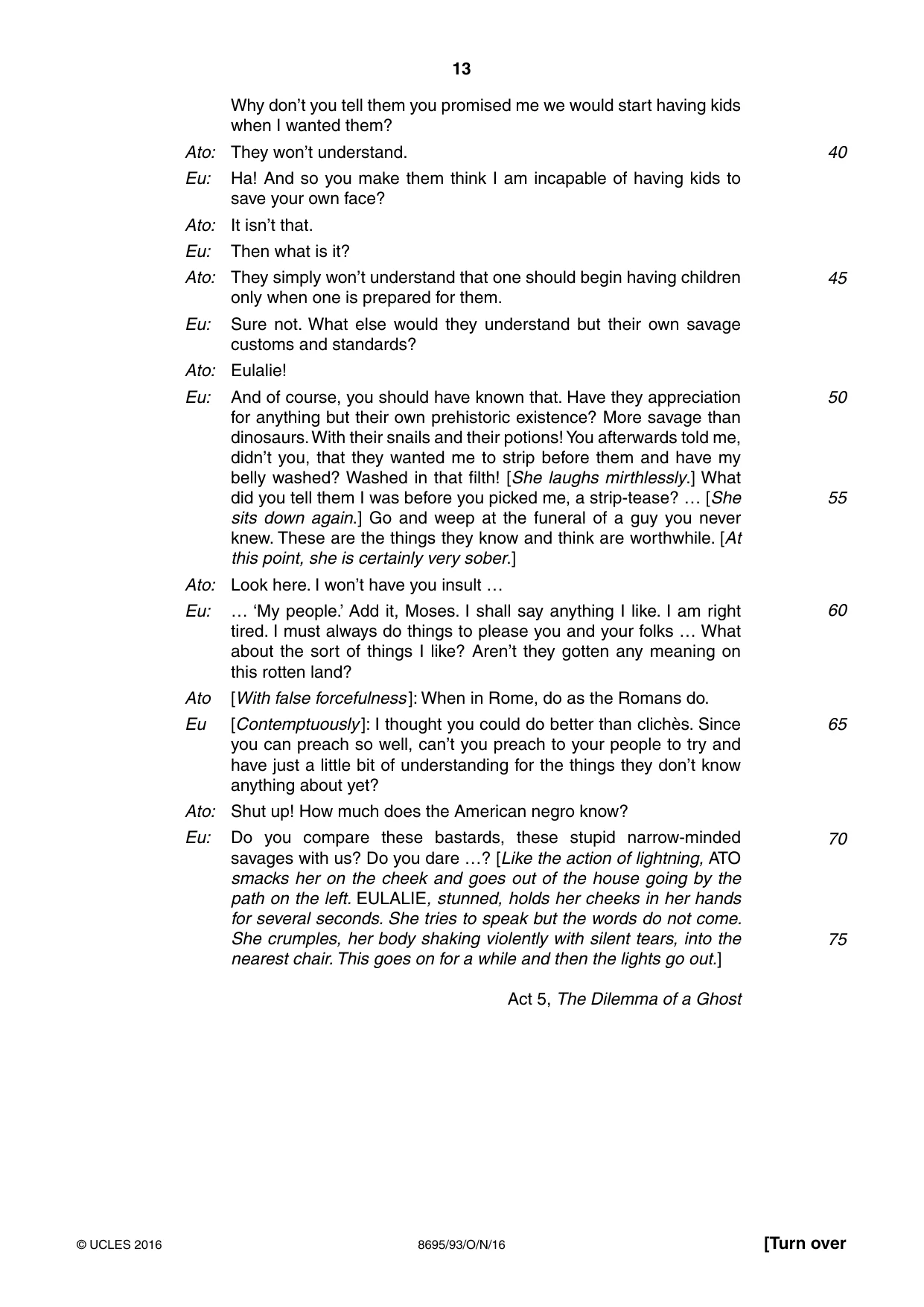 Cambridge A Level English - Language and Literature (AS Level only, from 2016) 8695 2016 Oct/Nov Paper 9 · Variant 3 question paper, page 13 of 20