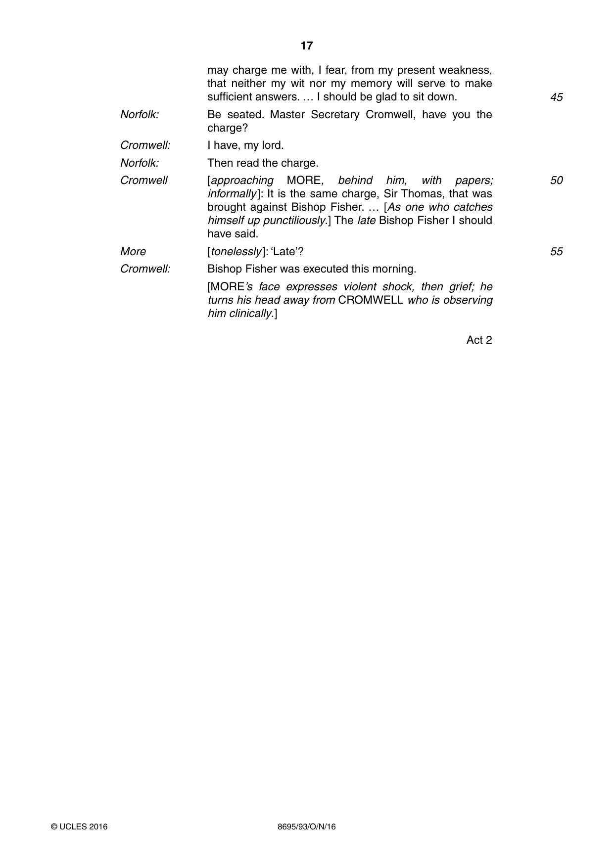 Cambridge A Level English - Language and Literature (AS Level only, from 2016) 8695 2016 Oct/Nov Paper 9 · Variant 3 question paper, page 17 of 20