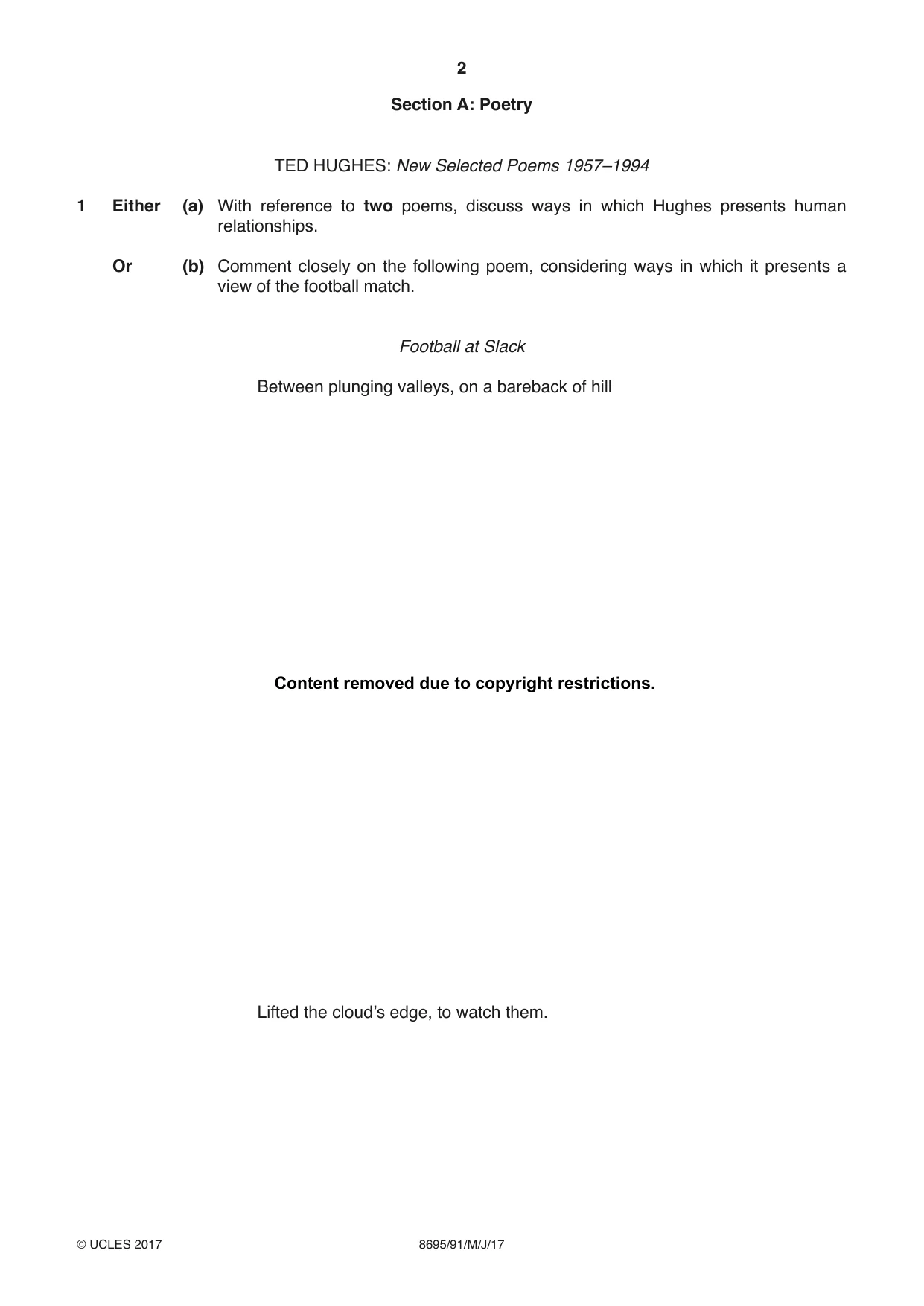 Cambridge A Level English - Language and Literature (AS Level only, from 2016) 8695 2017 May/June Paper 9 · Variant 1 question paper, page 2 of 16